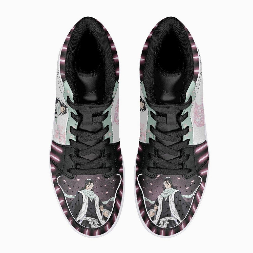 Ideafootwear Kuchiki Byakuya Bankai Bur?chi AJ1 High Sneakers Shoes For Men And Women