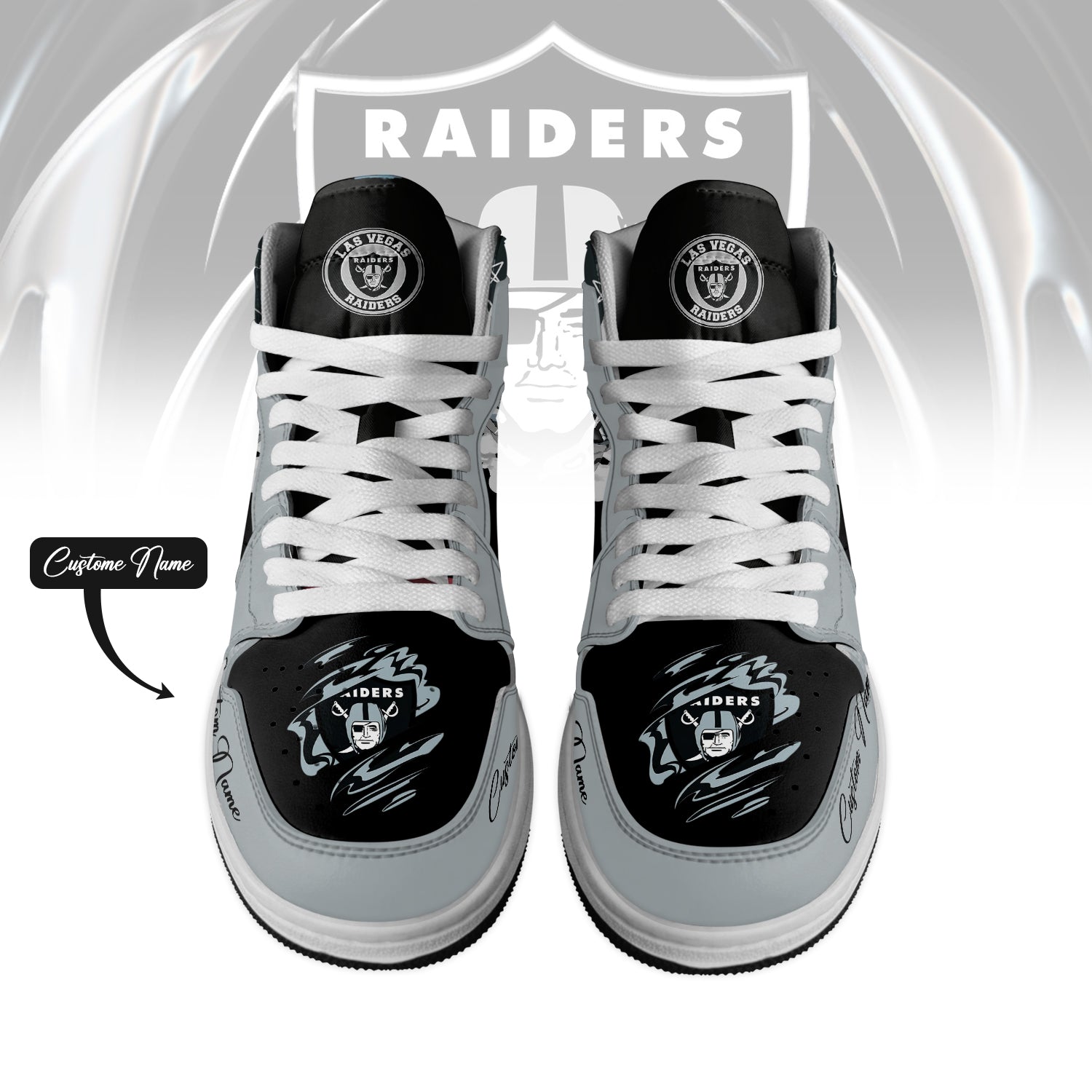 Ideafootwear Las Vegas Raiders AJ1 High Sneakers Shoes For Men And Women