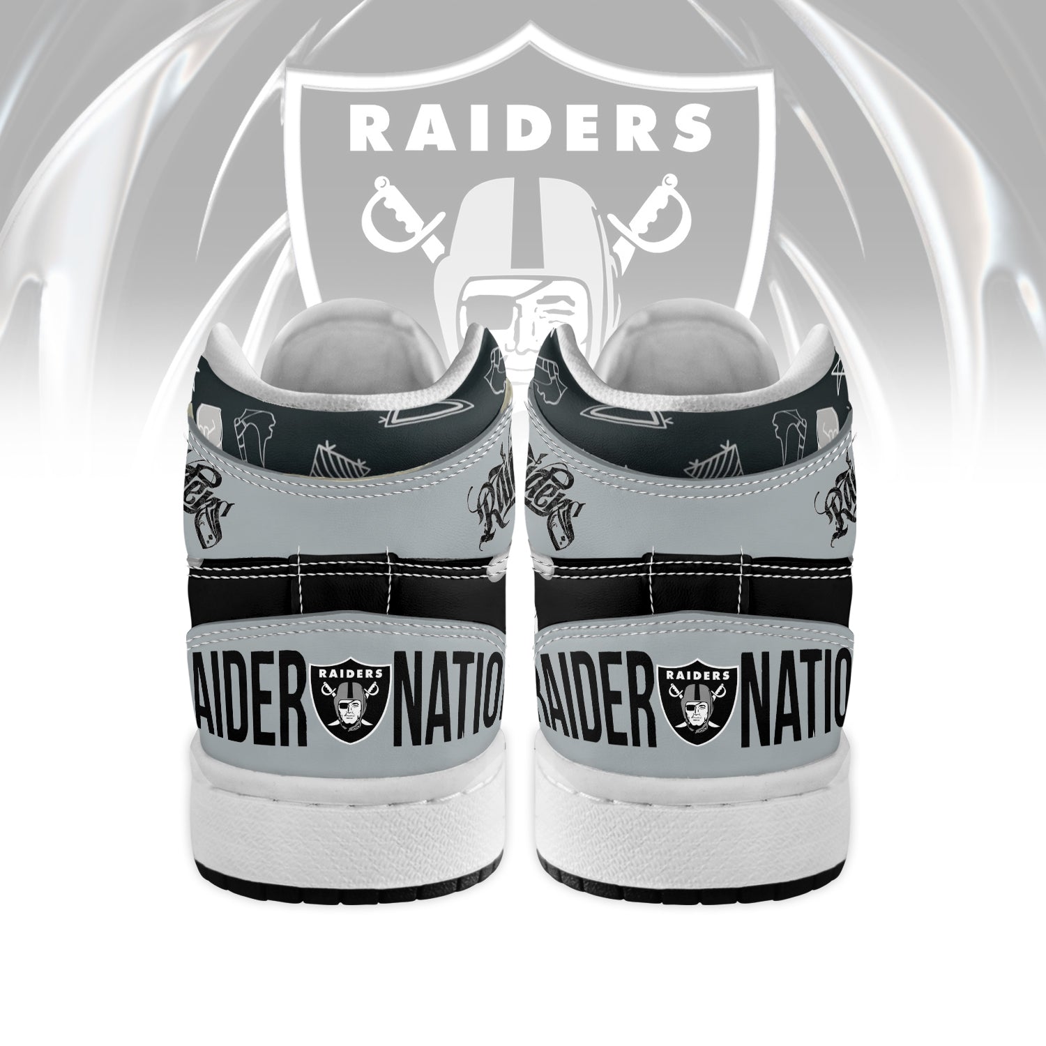 Ideafootwear Las Vegas Raiders AJ1 High Sneakers Shoes For Men And Women