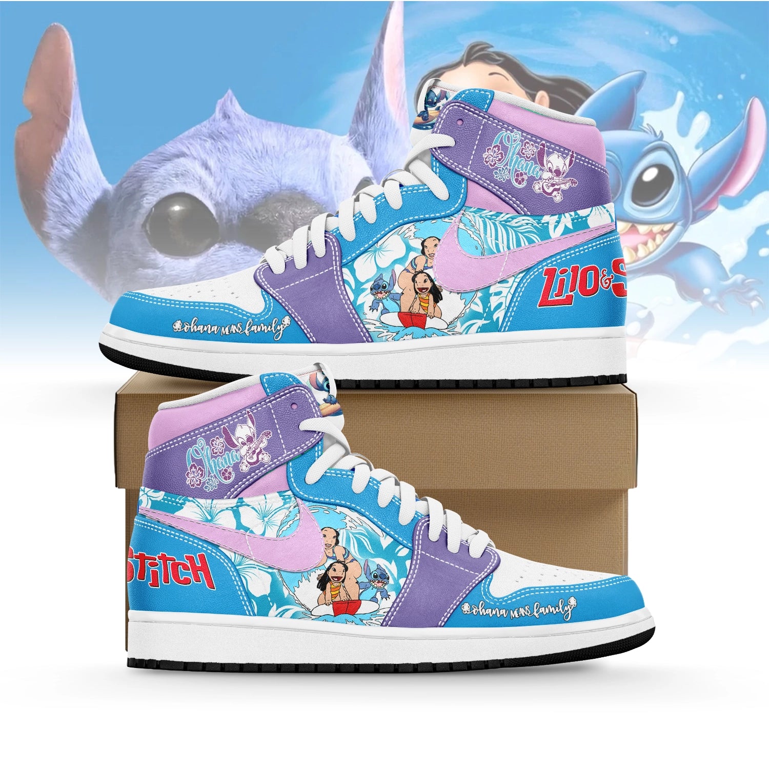 Ideafootwear Lilo & Stitch AJ1 High Sneakers Shoes For Men And Women