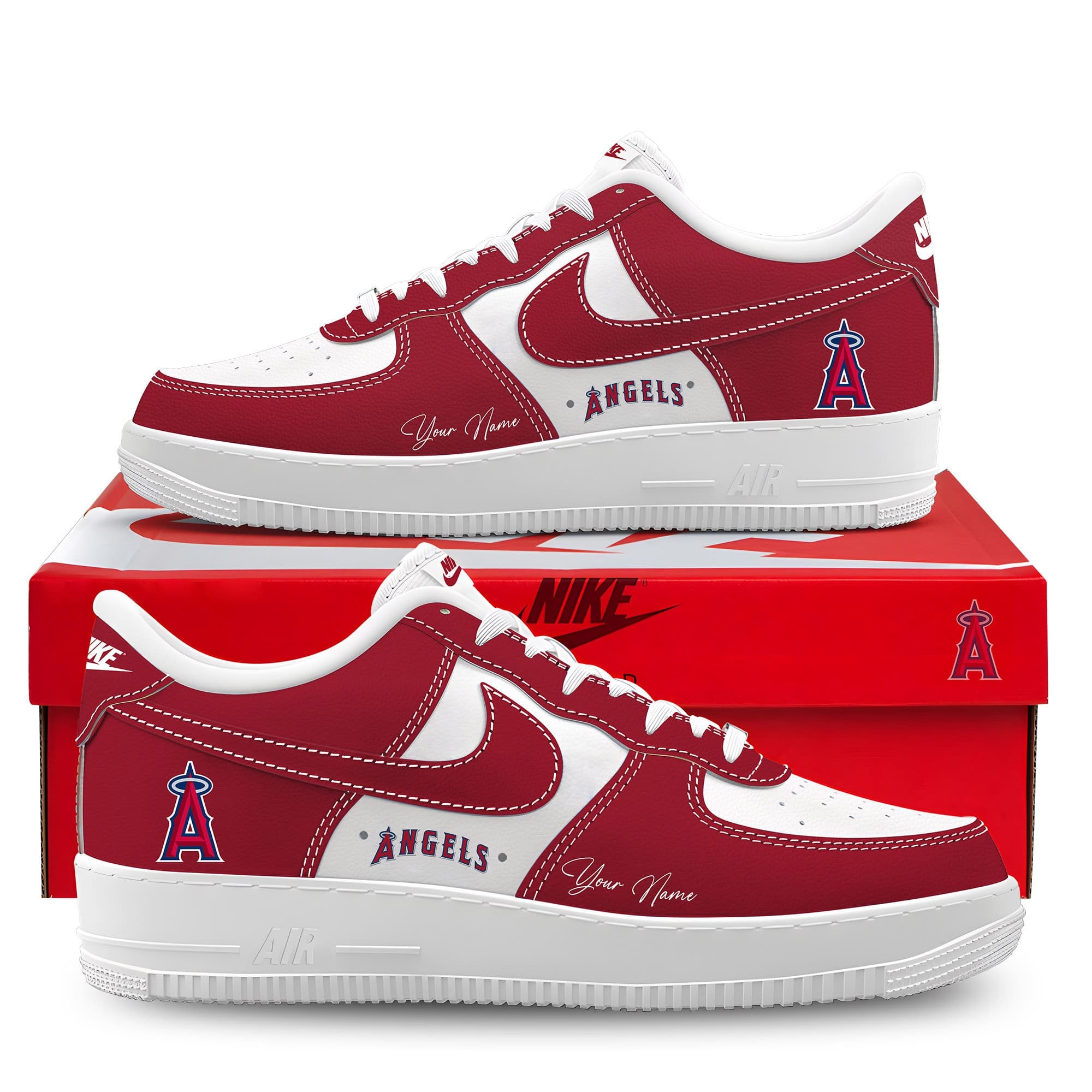 Ideafootwear Los Angeles Angels Air Low-Top Sneakers Shoes For Men And Women 1