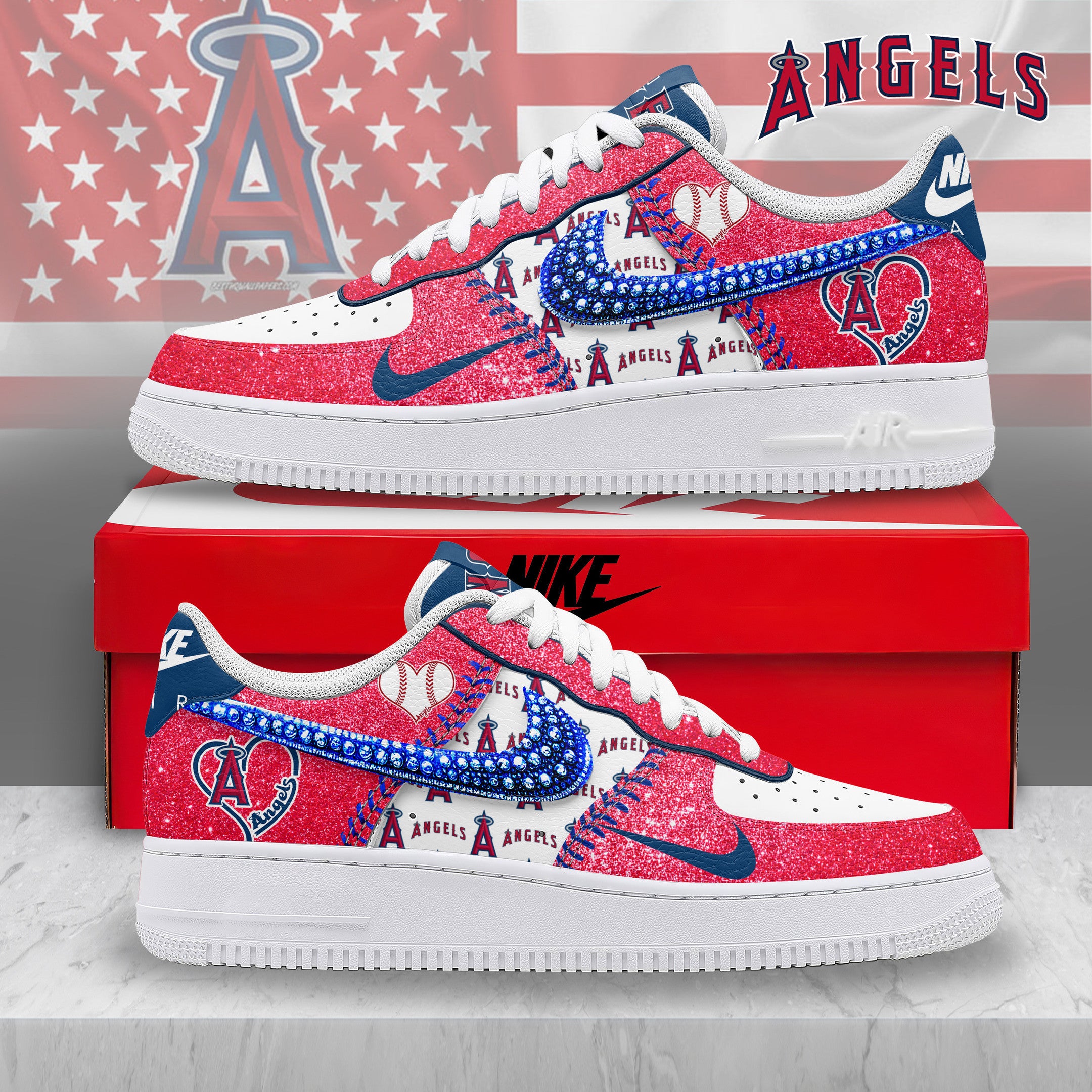 Ideafootwear Los Angeles Angels Air Low-Top Sneakers Shoes For Men And Women 2