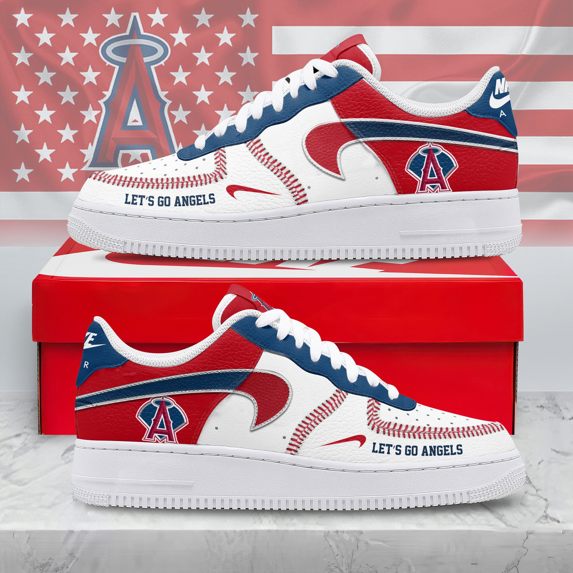 Ideafootwear Los Angeles Angels Air Low-Top Sneakers Shoes For Men And Women 1