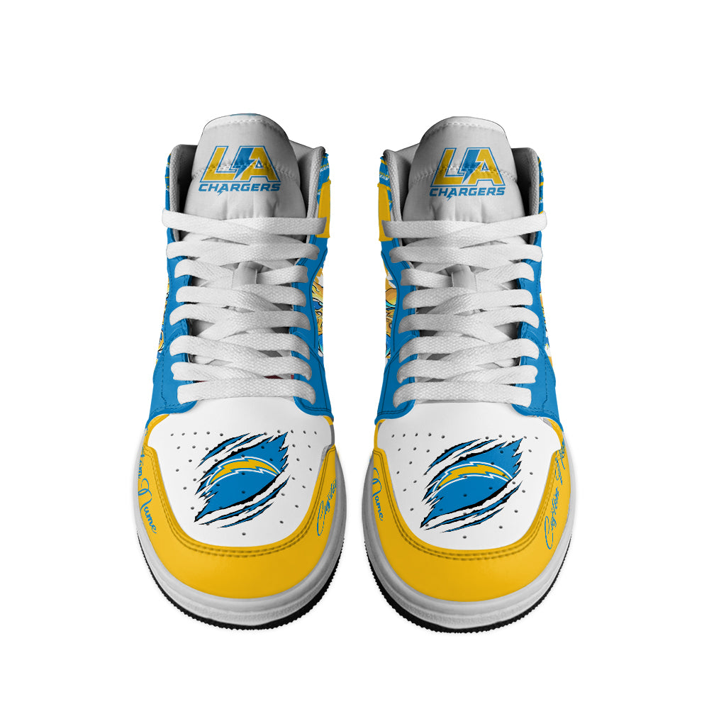 Ideafootwear Los Angeles Chargers AJ1 High Sneakers Shoes For Men And Women