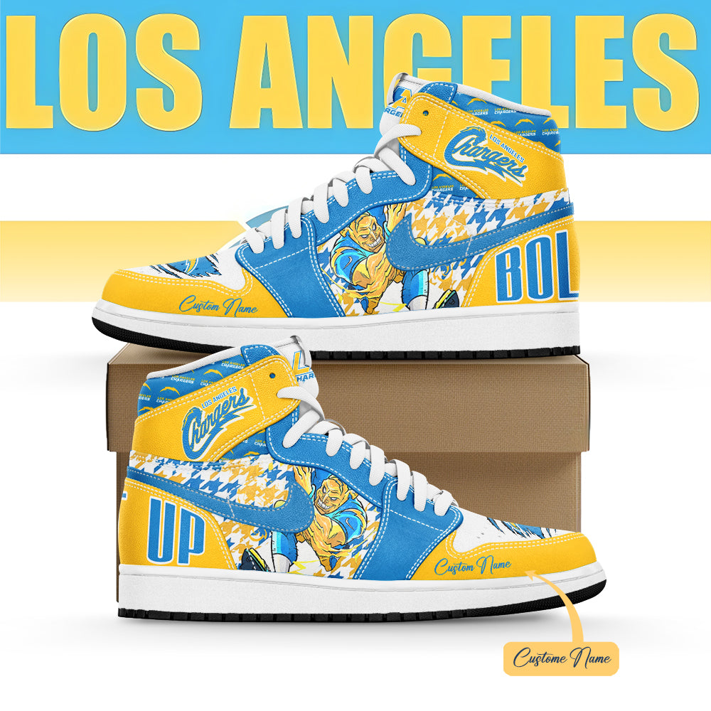 Ideafootwear Los Angeles Chargers AJ1 High Sneakers Shoes For Men And Women