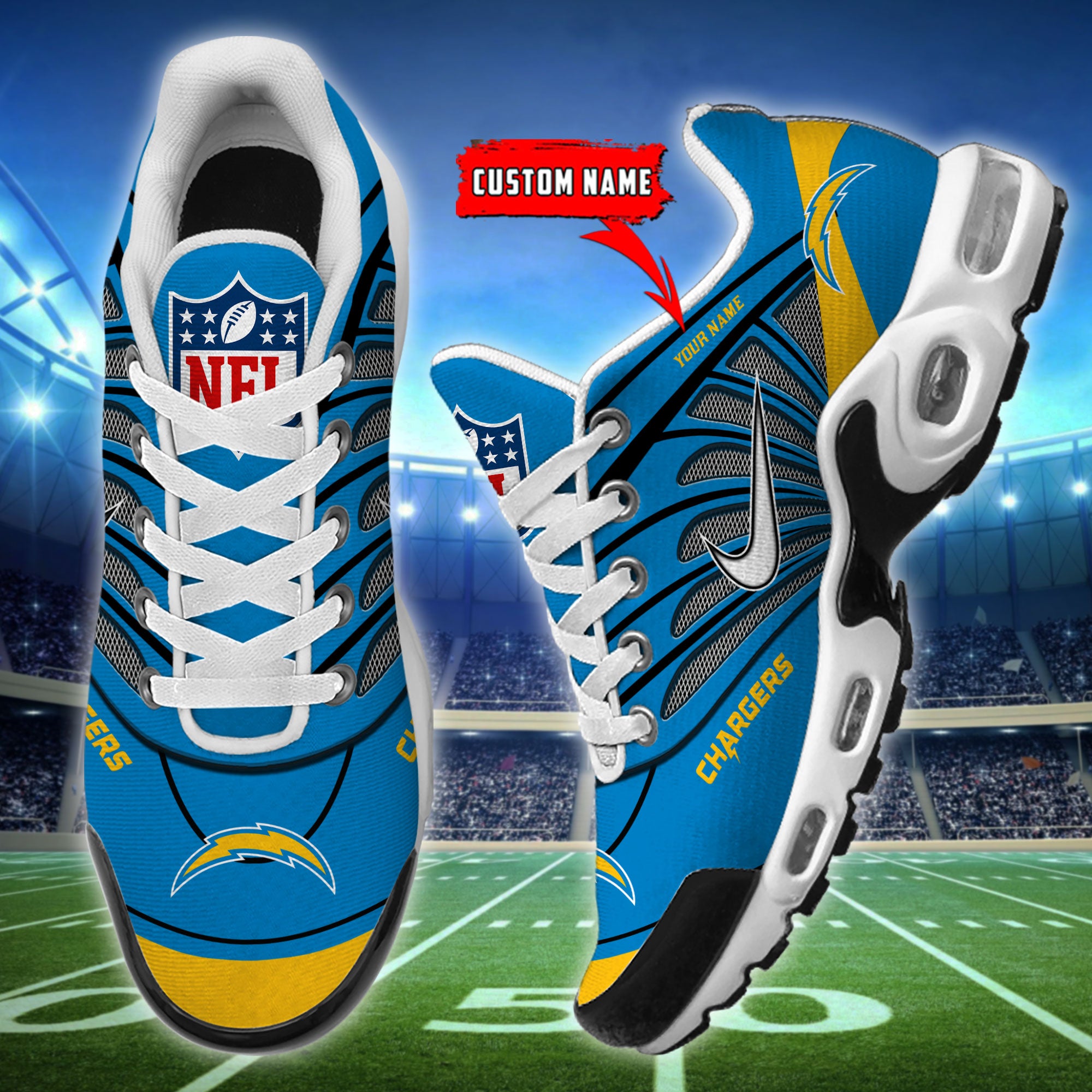 Ideafootwear Los Angeles Chargers TN Shoes Sneakers For Men And Women