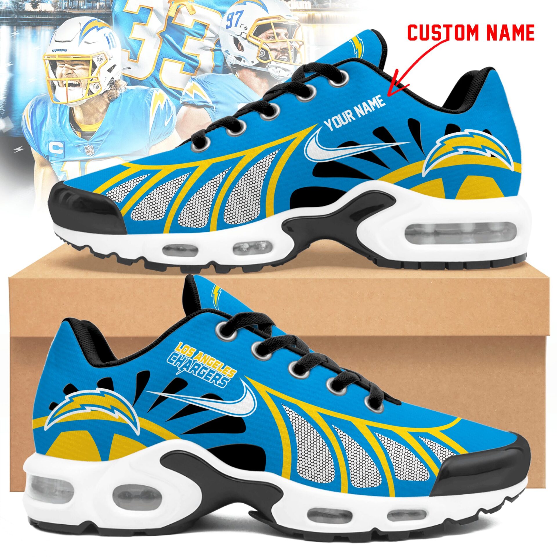 Ideafootwear Los Angeles Chargers TN Shoes Sneakers For Men And Women
