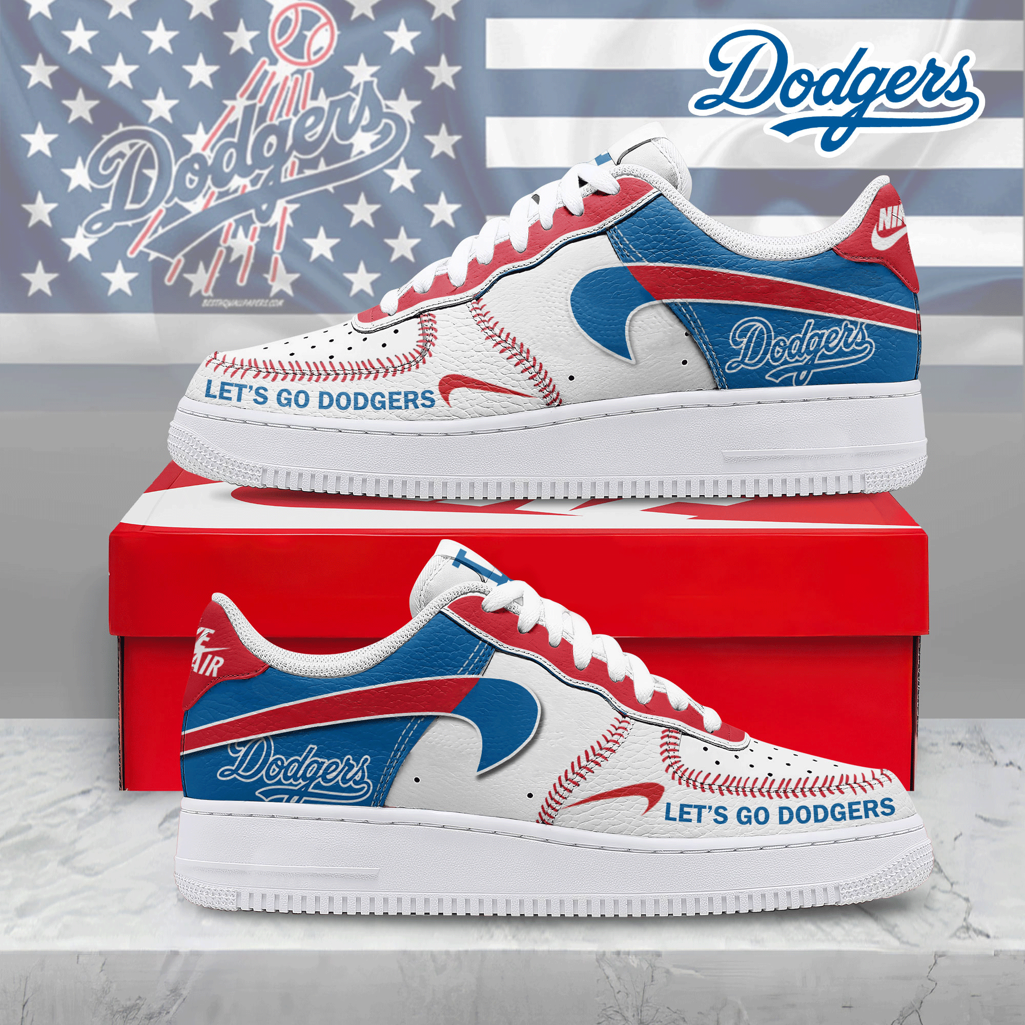 Ideafootwear Los Angeles Dodgers Air Low-Top Sneakers Shoes For Men And Women 1