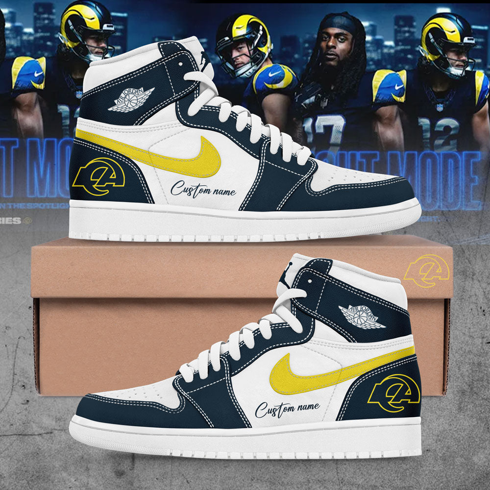 Ideafootwear Los Angeles Rams AJ1 High Sneakers Shoes For Men And Women