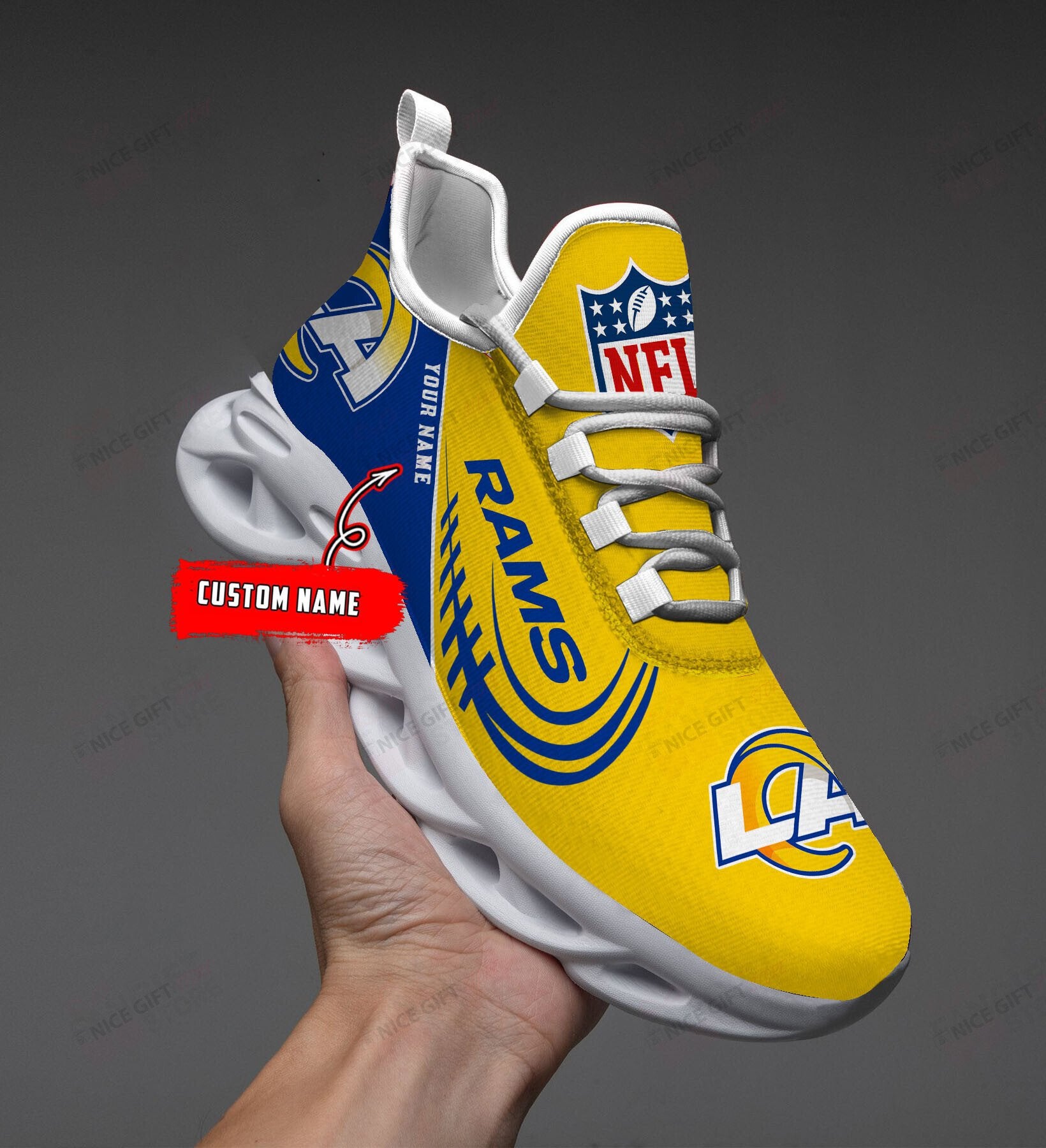 Ideafootwear Los Angeles Rams Max Soul Shoes Sneakers For Men And Women