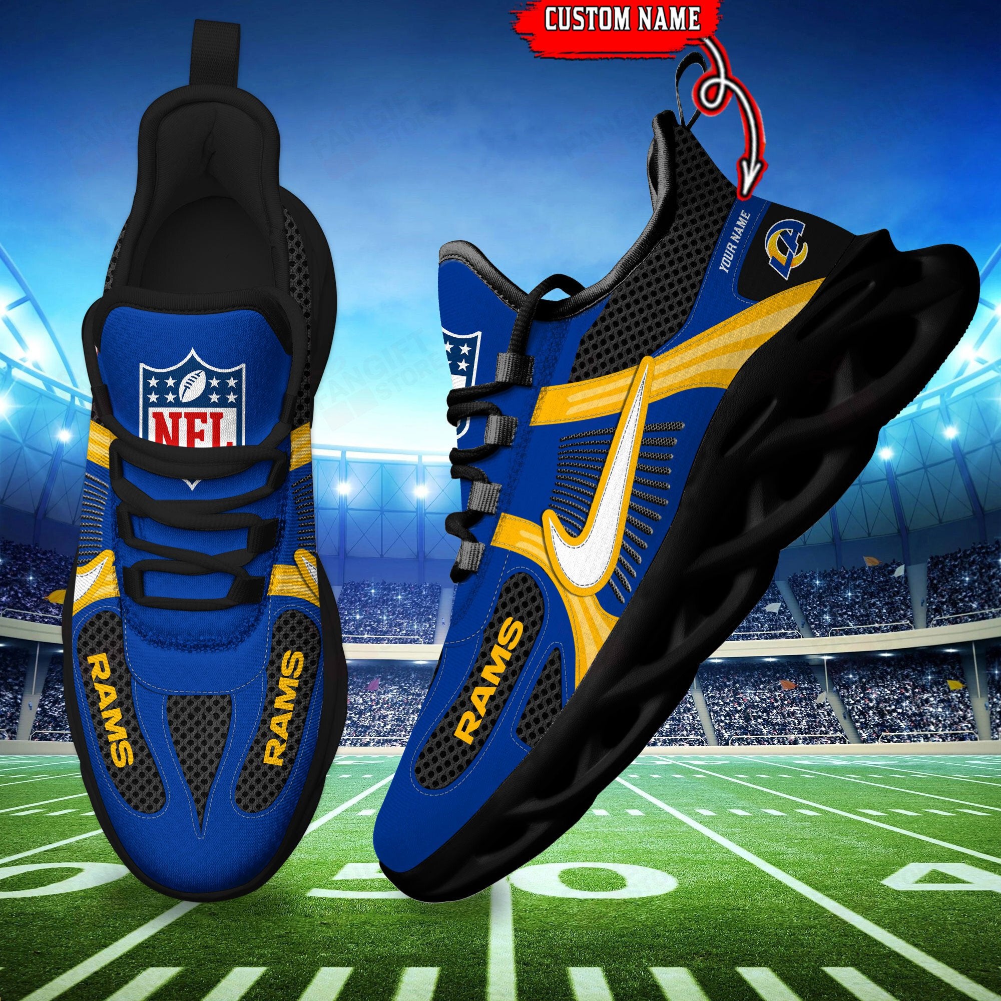 Ideafootwear Los Angeles Rams Max Soul Shoes Sneakers For Men And Women