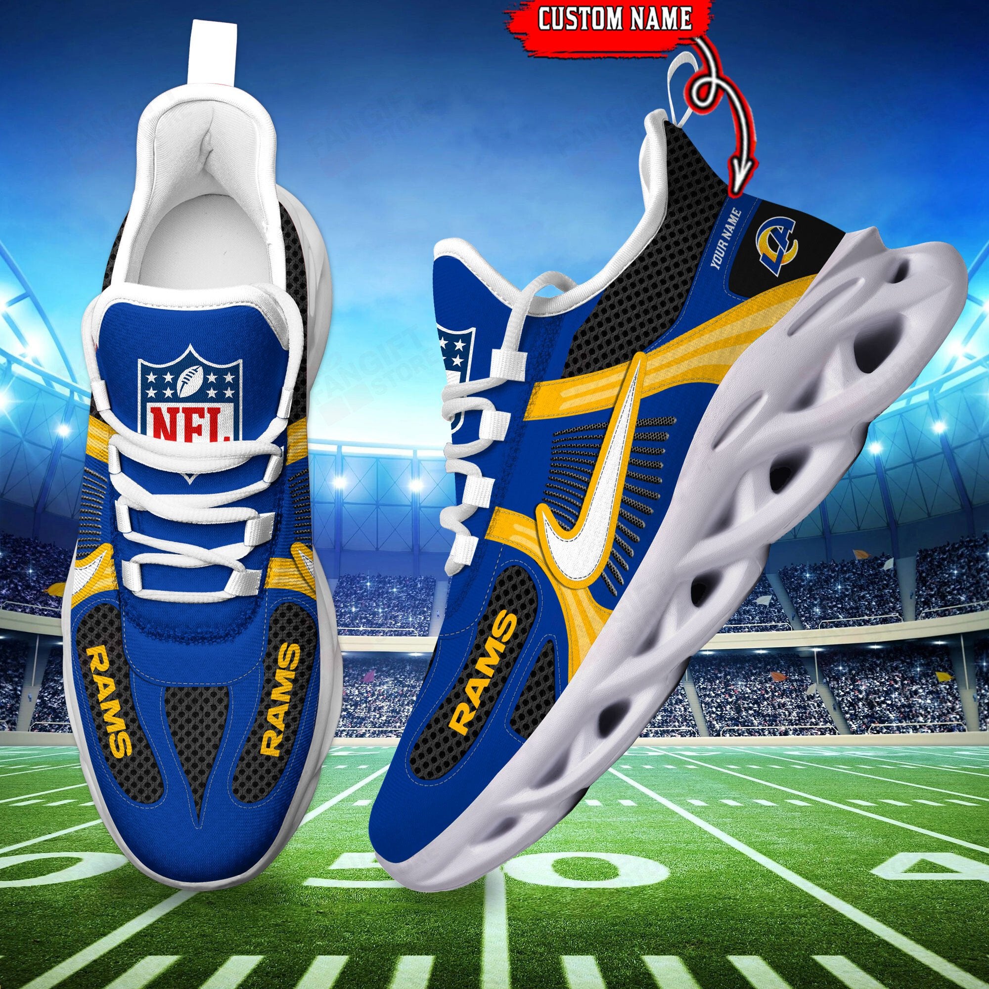 Ideafootwear Los Angeles Rams Max Soul Shoes Sneakers For Men And Women
