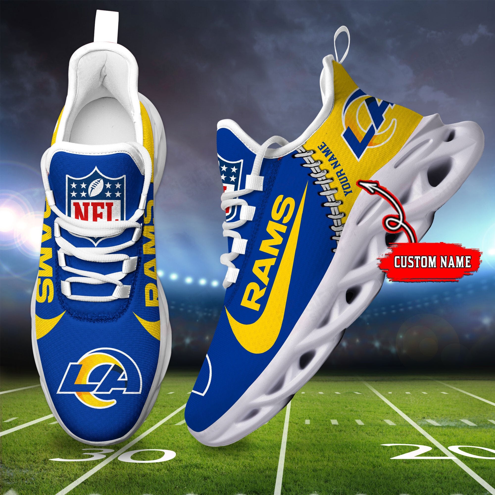 Ideafootwear Los Angeles Rams Max Soul Shoes Sneakers For Men And Women