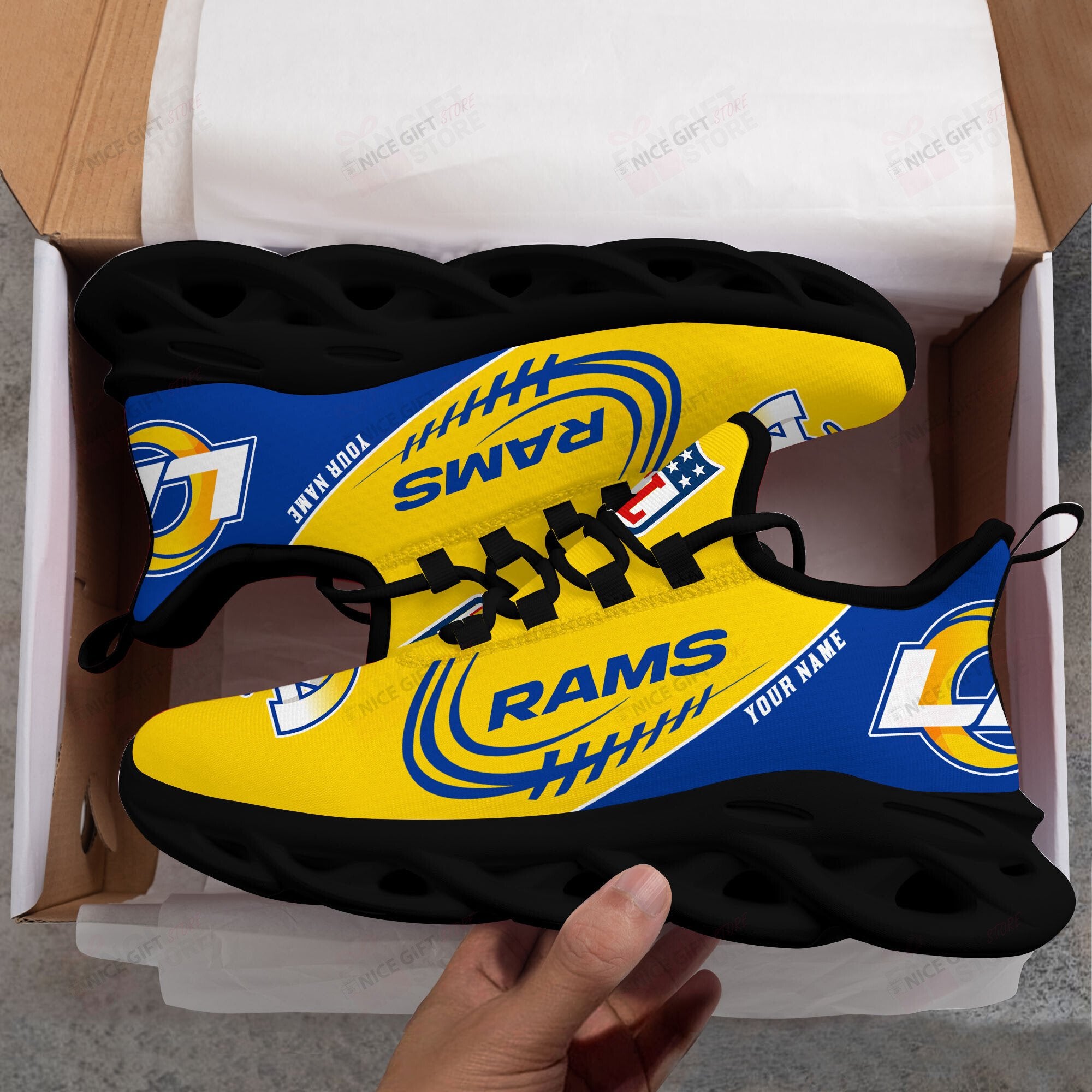 Ideafootwear Los Angeles Rams Max Soul Shoes Sneakers For Men And Women