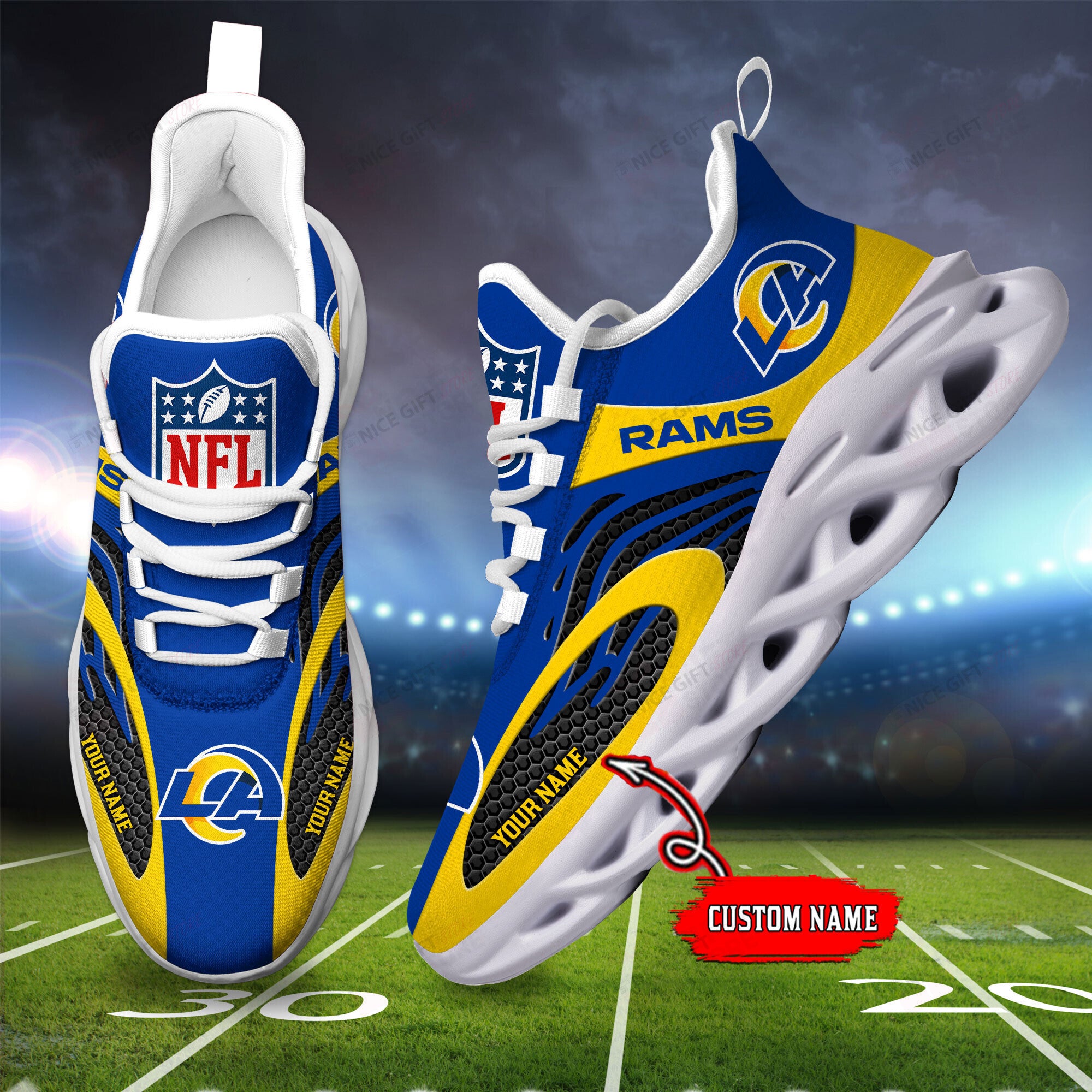 Ideafootwear Los Angeles Rams Max Soul Shoes Sneakers For Men And Women