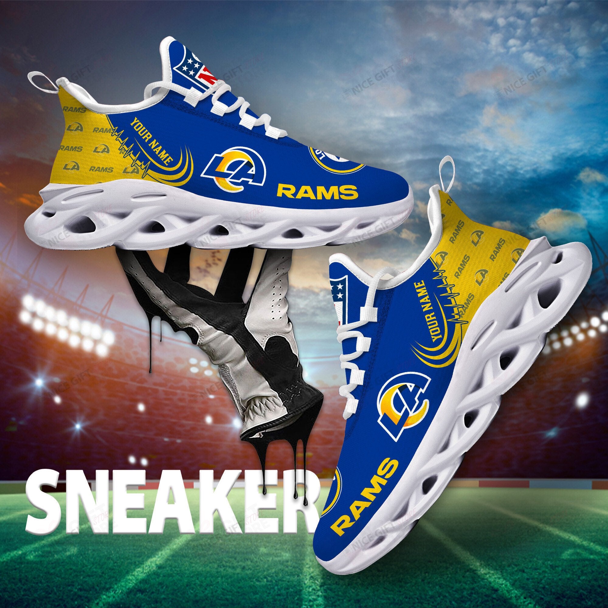 Ideafootwear Los Angeles Rams Max Soul Shoes Sneakers For Men And Women