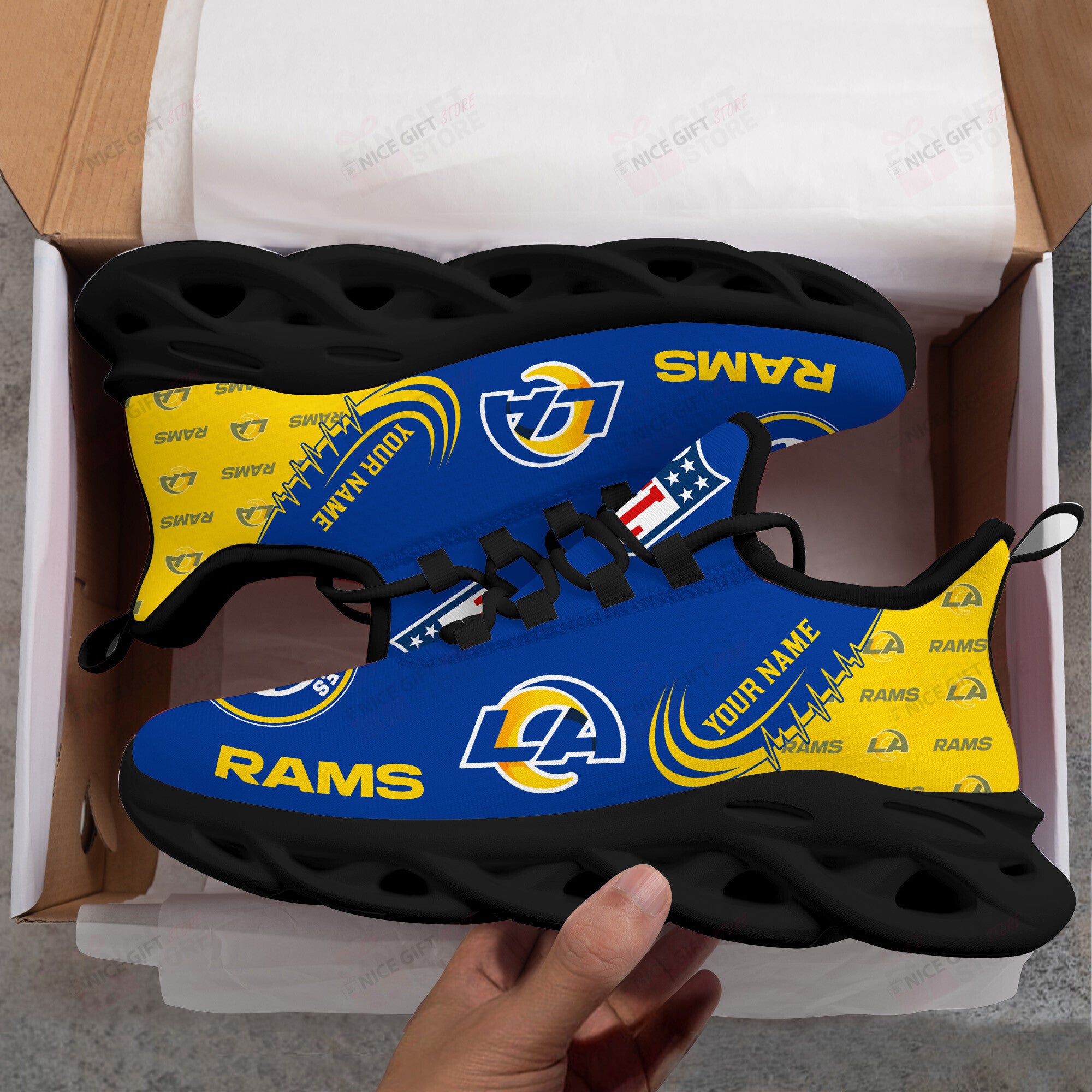 Ideafootwear Los Angeles Rams Max Soul Shoes Sneakers For Men And Women