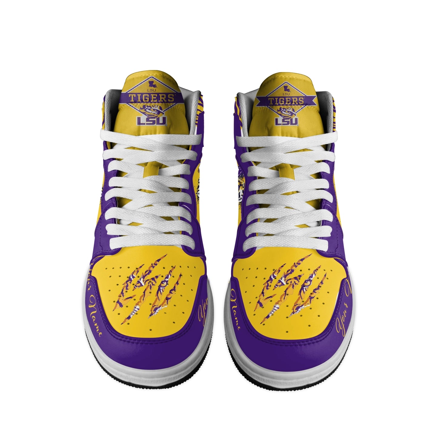 Ideafootwear  LSU Tigers AJ1 High Sneakers Shoes For Men And Women