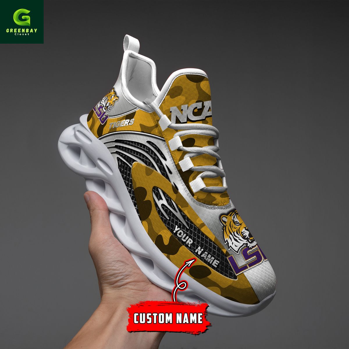 Ideafootwear LSU Tigers Max Soul Shoes Sneakers For Men And Women