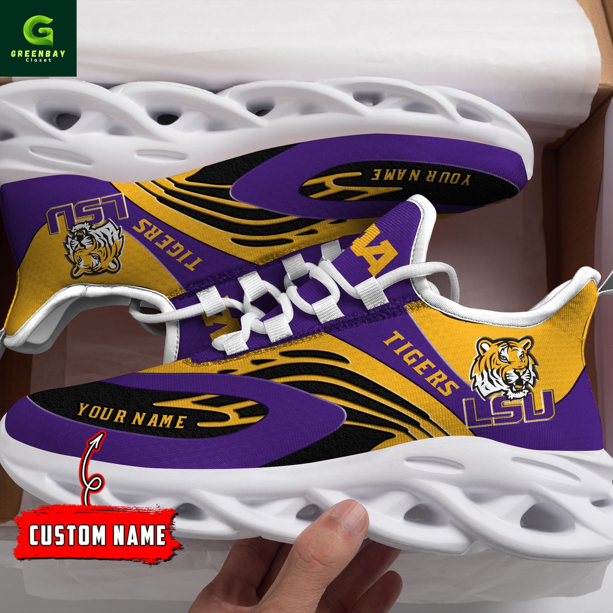Ideafootwear LSU Tigers Max Soul Shoes Sneakers For Men And Women