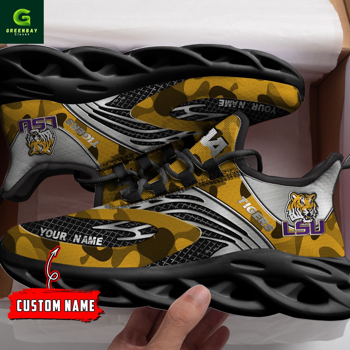 Ideafootwear LSU Tigers Max Soul Shoes Sneakers For Men And Women