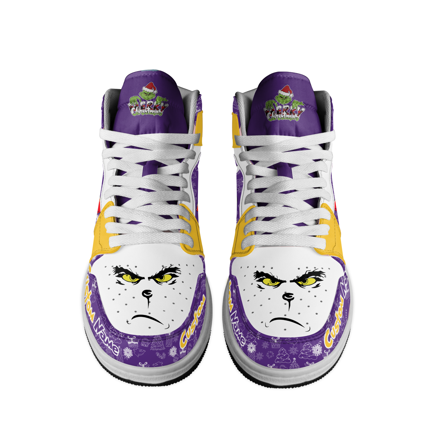 Ideafootwear LSU Tigers x The Grinch x Christmas  AJ1 High Sneakers Shoes For Men And Women