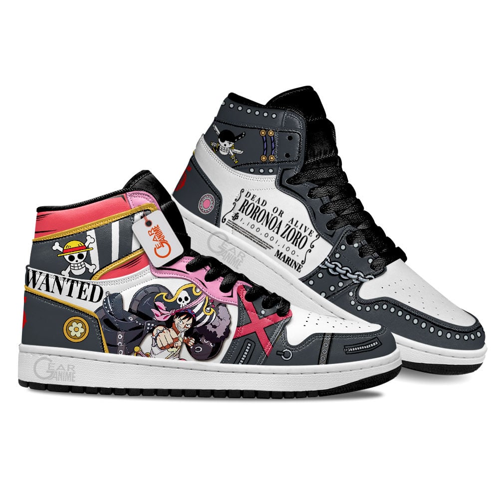 Ideafootwear Luffy and Zoro AJ1 High Sneakers Shoes For Men And Women