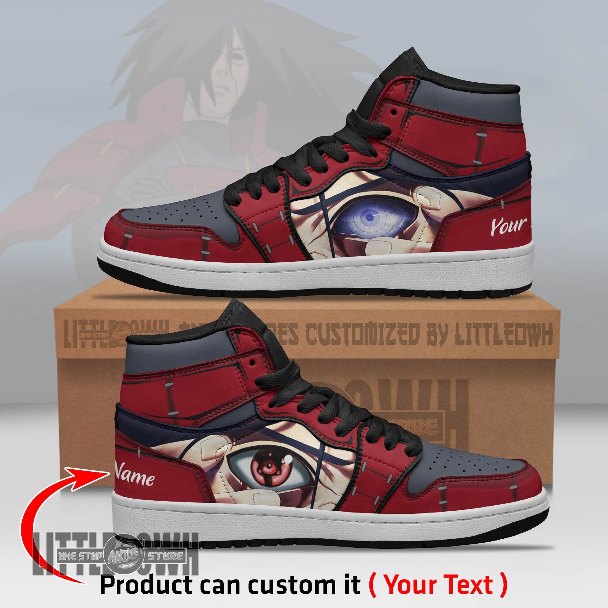 Ideafootwear Madara Sharingan AJ1 High Sneakers Shoes For Men And Women