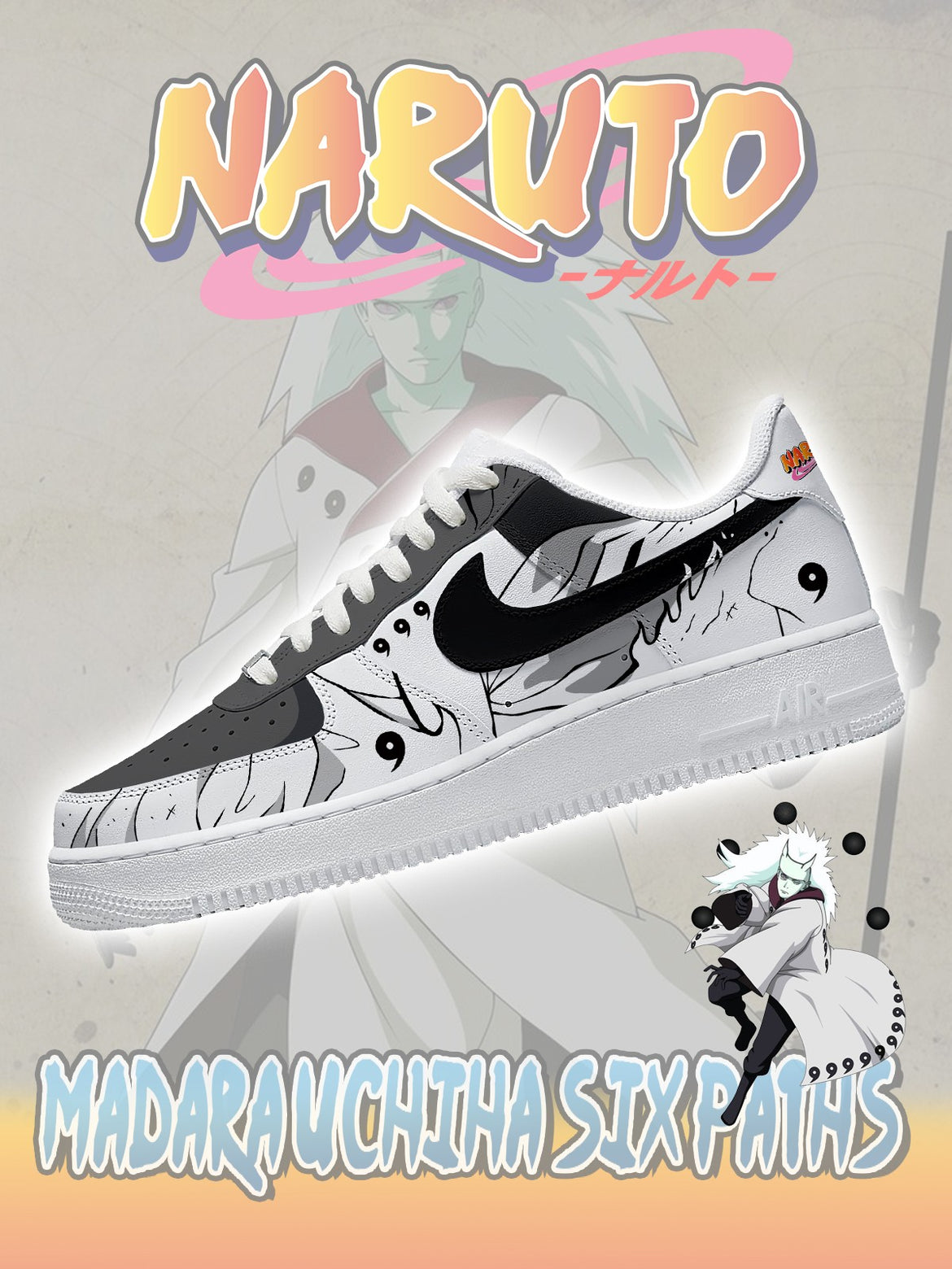 Ideafootwear Madara Uchiha Six Paths Air Low-Top Sneakers Shoes For Men And Women 1