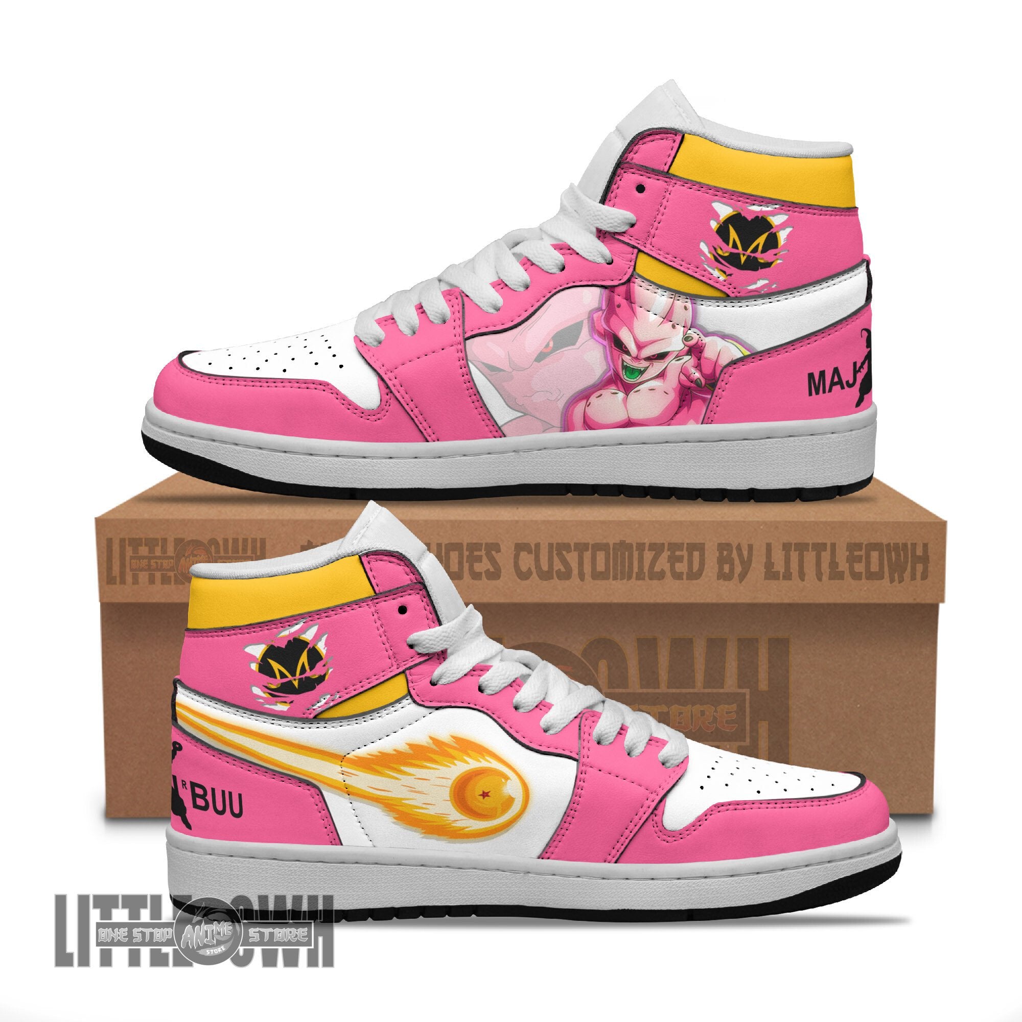 Ideafootwear Majin Buu AJ1 High Sneakers Shoes For Men And Women