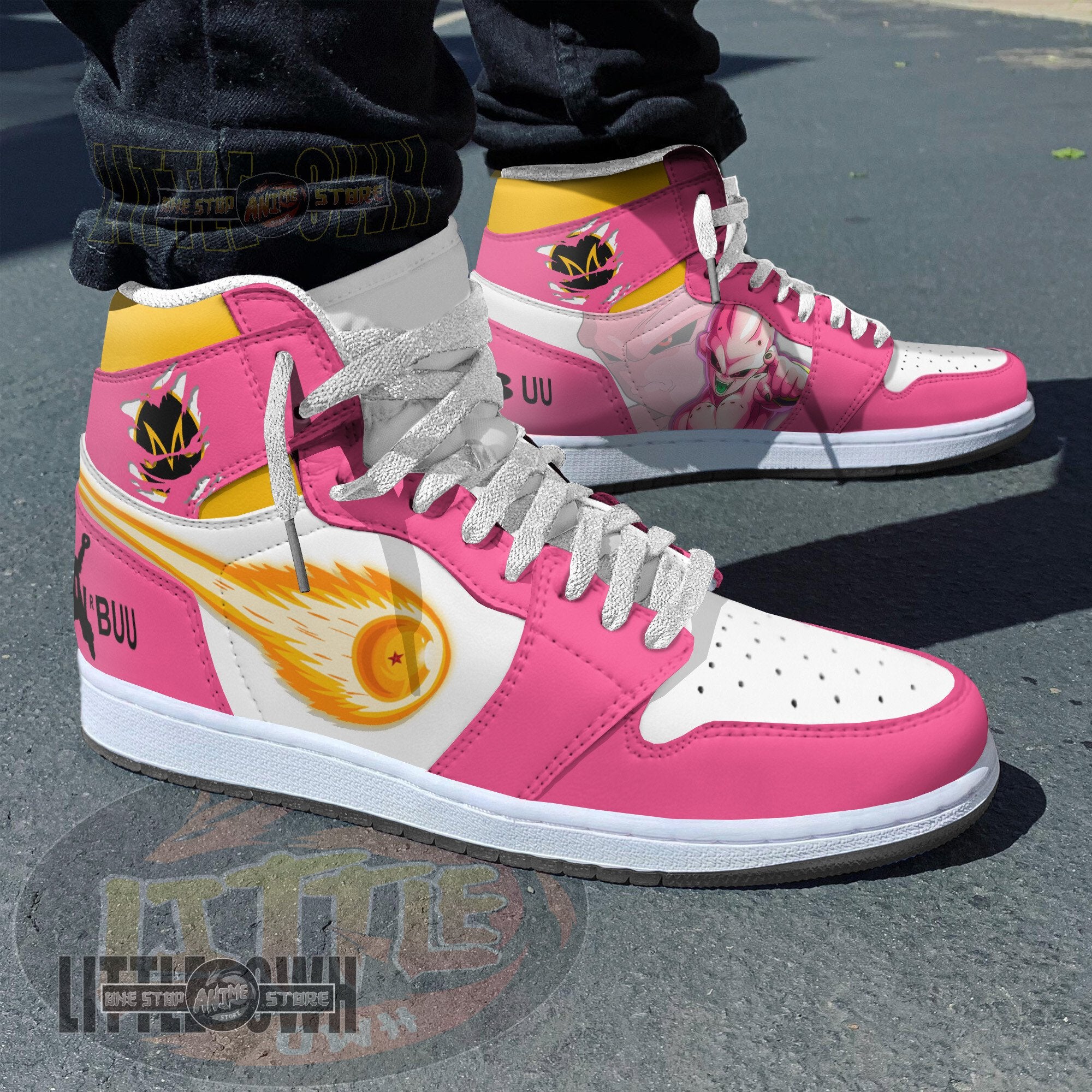 Ideafootwear Majin Buu AJ1 High Sneakers Shoes For Men And Women