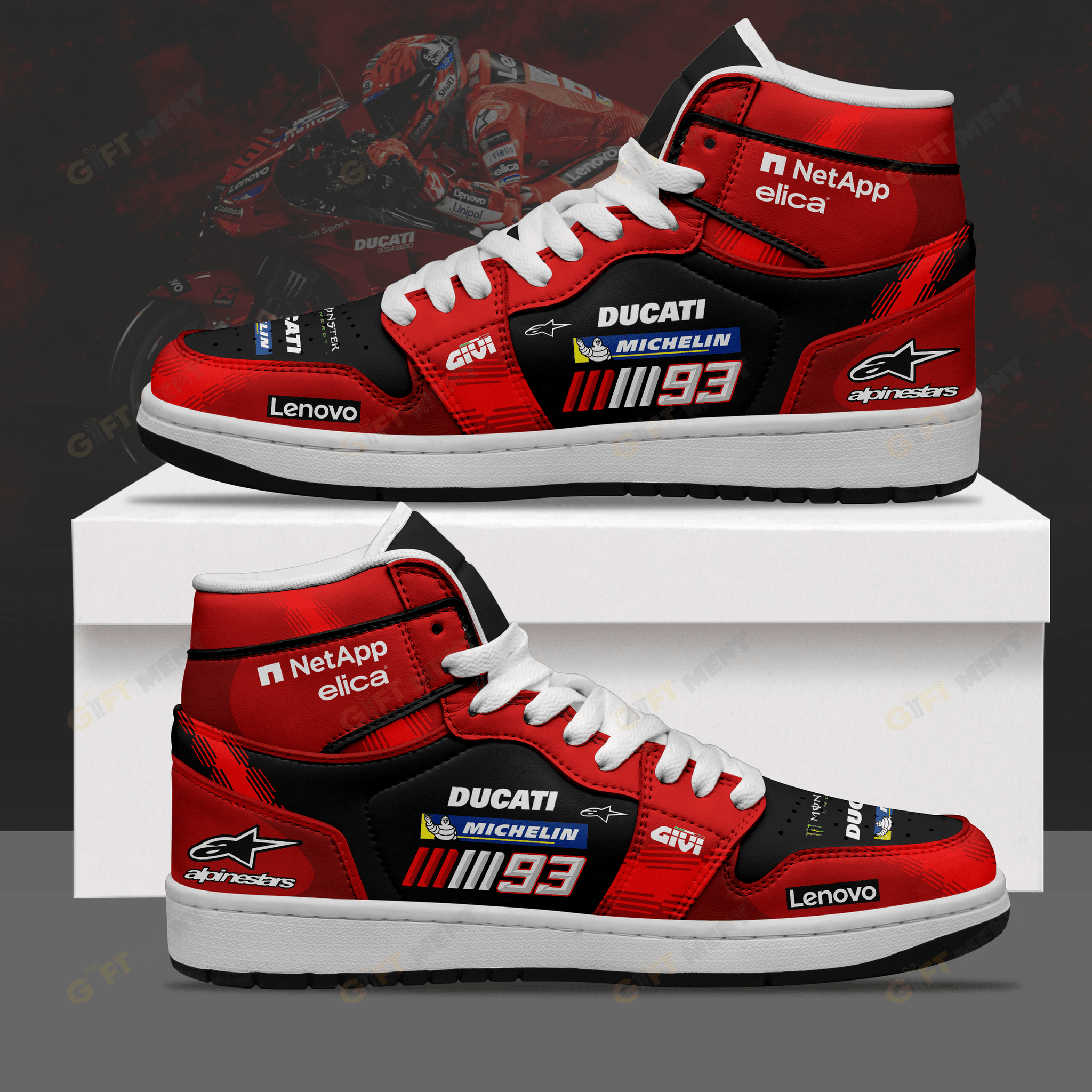 Ideafootwear Marc Márquez AJ1 High Sneakers Shoes For Men And Women