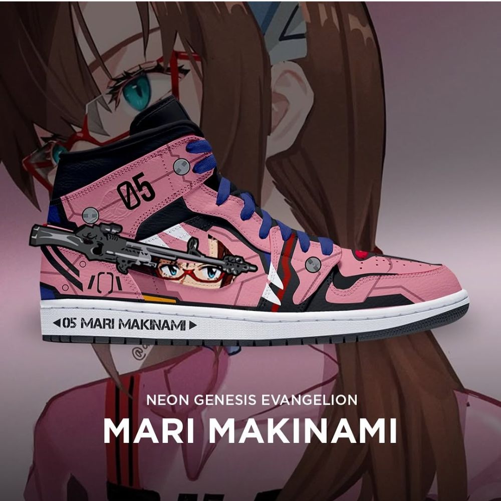 Ideafootwear Mari Makinami Neon  AJ1 High Sneakers Shoes For Men And Women