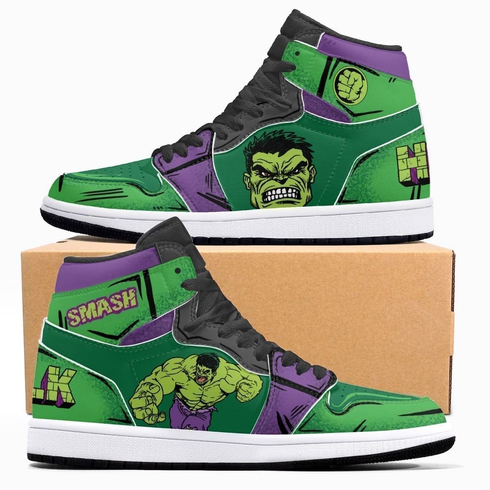 Ideafootwear Marvel Hulk AJ1 High Sneakers Shoes For Men And Women