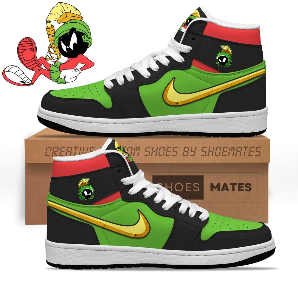 Ideafootwear Marvin the Martian Looney Tunes AJ1 High Sneakers Shoes For Men And Women
