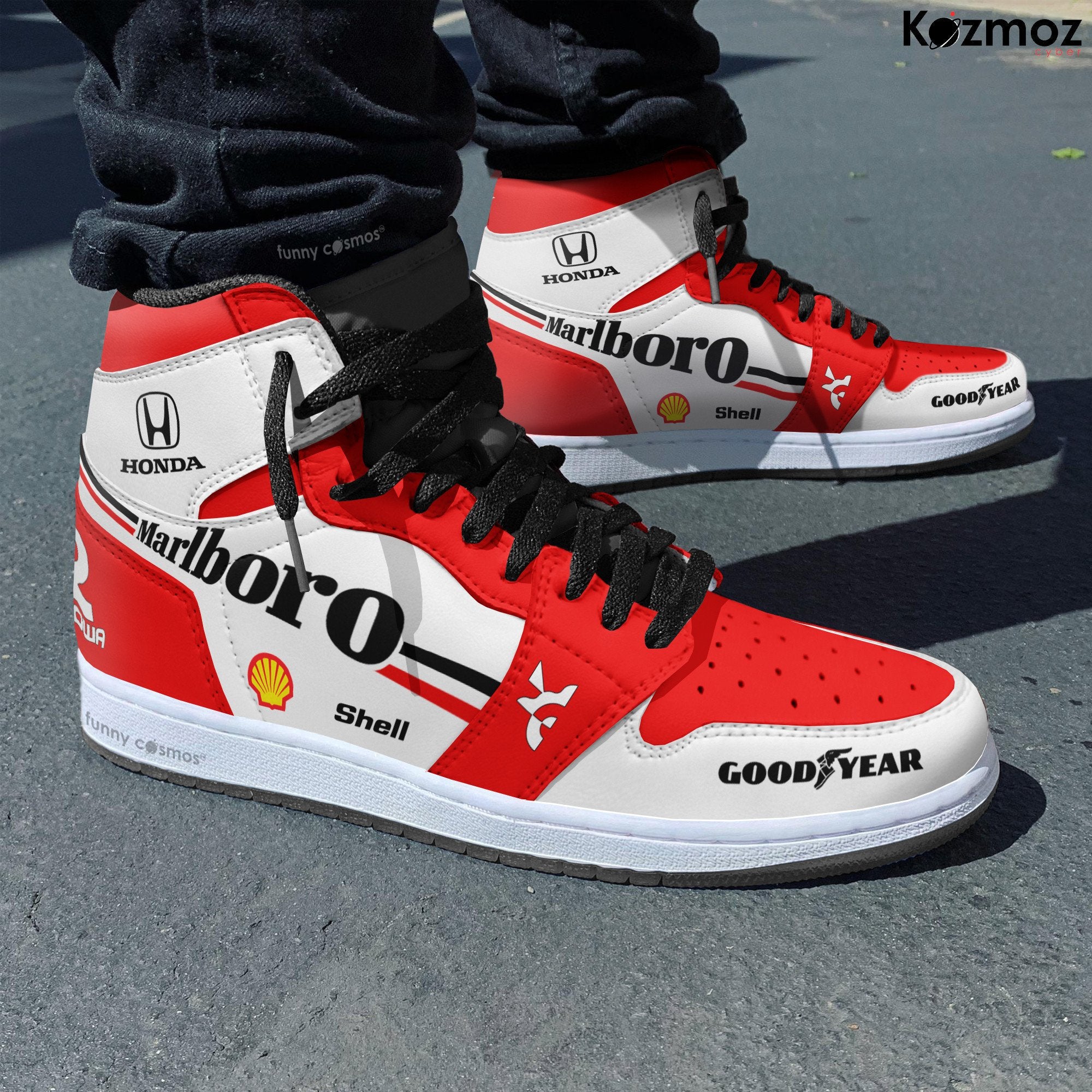 Ideafootwear McLaren Alain Prost AJ1 High Sneakers Shoes For Men And Women