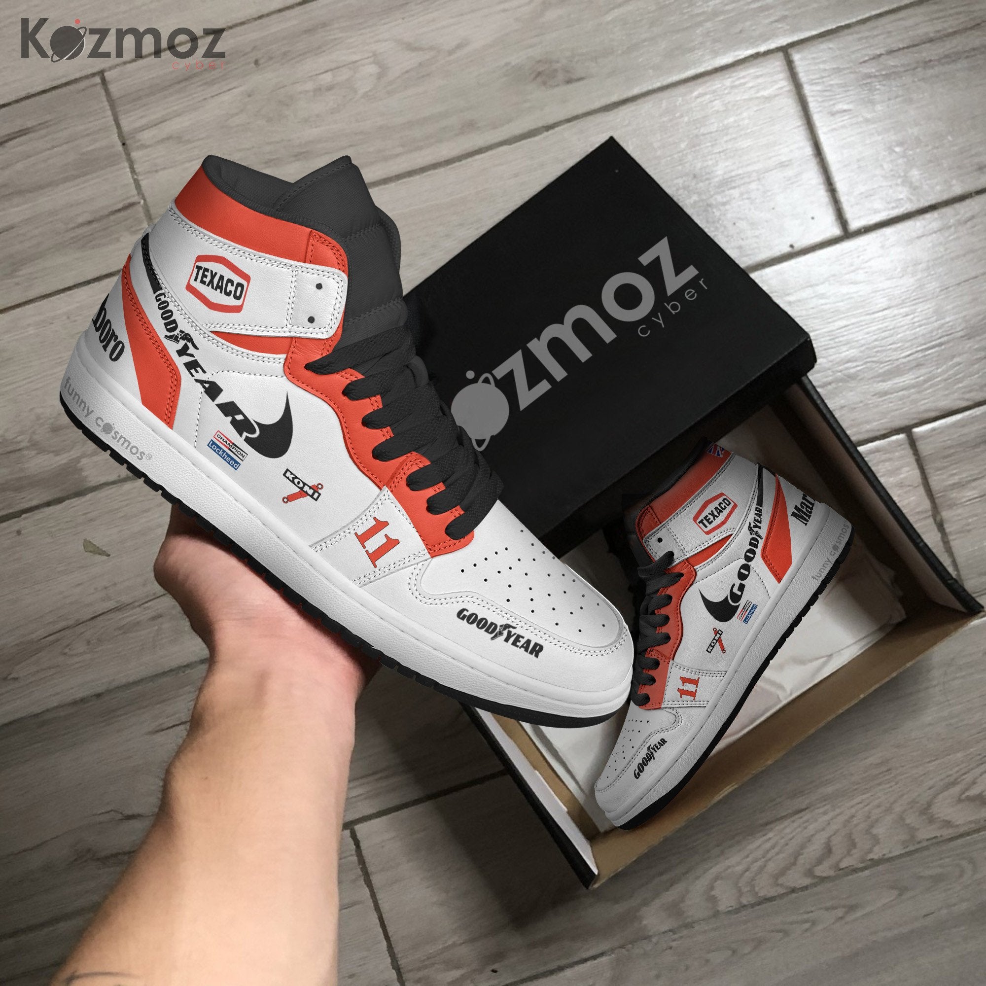 Ideafootwear McLaren James Hunt AJ1 High Sneakers Shoes For Men And Women