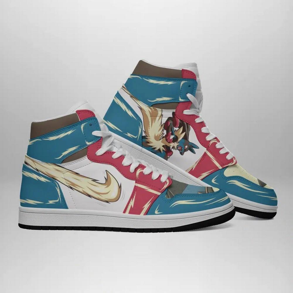 Ideafootwear Mega Lucario Pokemon  AJ1 High Sneakers Shoes For Men And Women