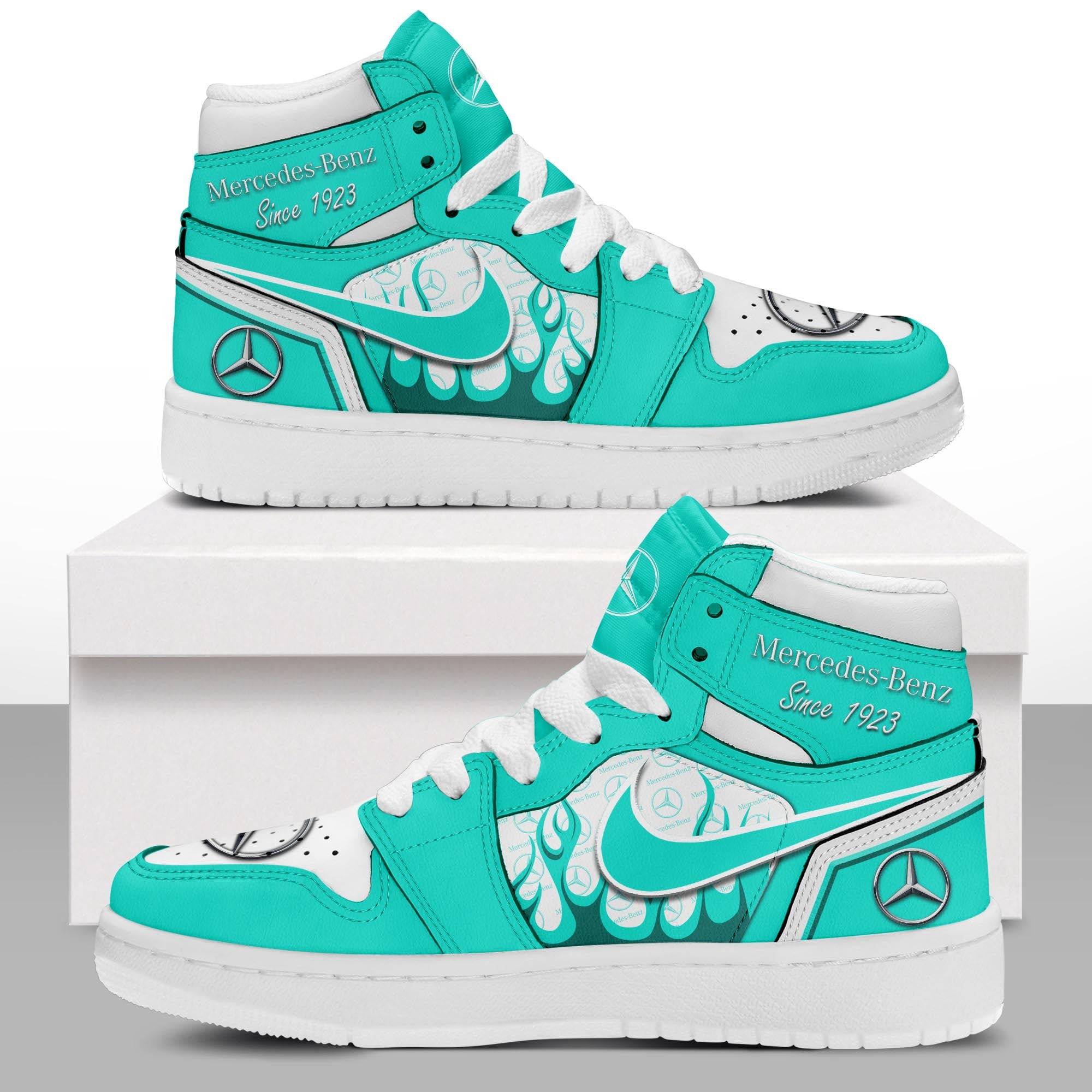 Ideafootwear Mercedes-Benz AJ1 High Sneakers Shoes For Men And Women