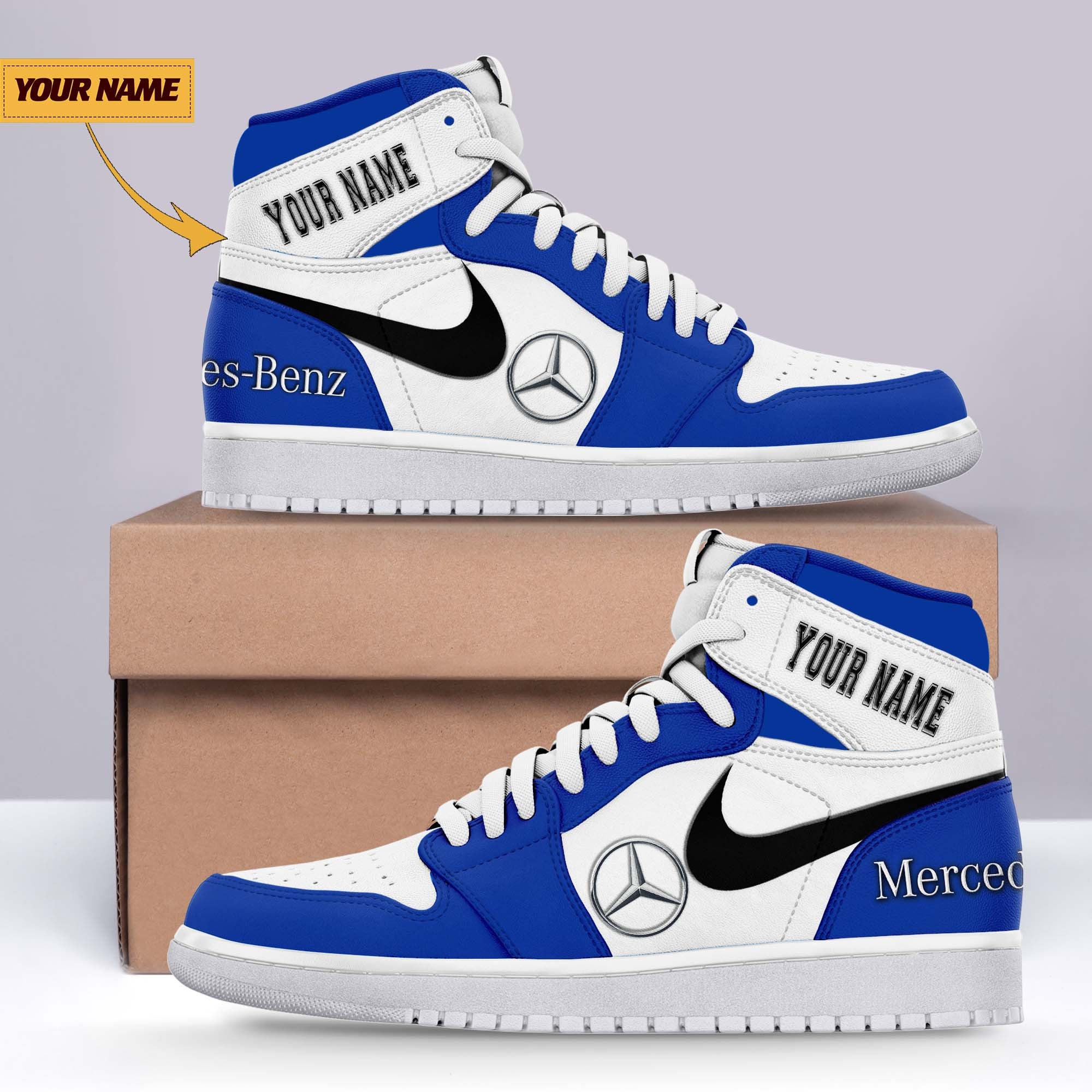 Ideafootwear Mercedes-Benz AJ1 High Sneakers Shoes For Men And Women