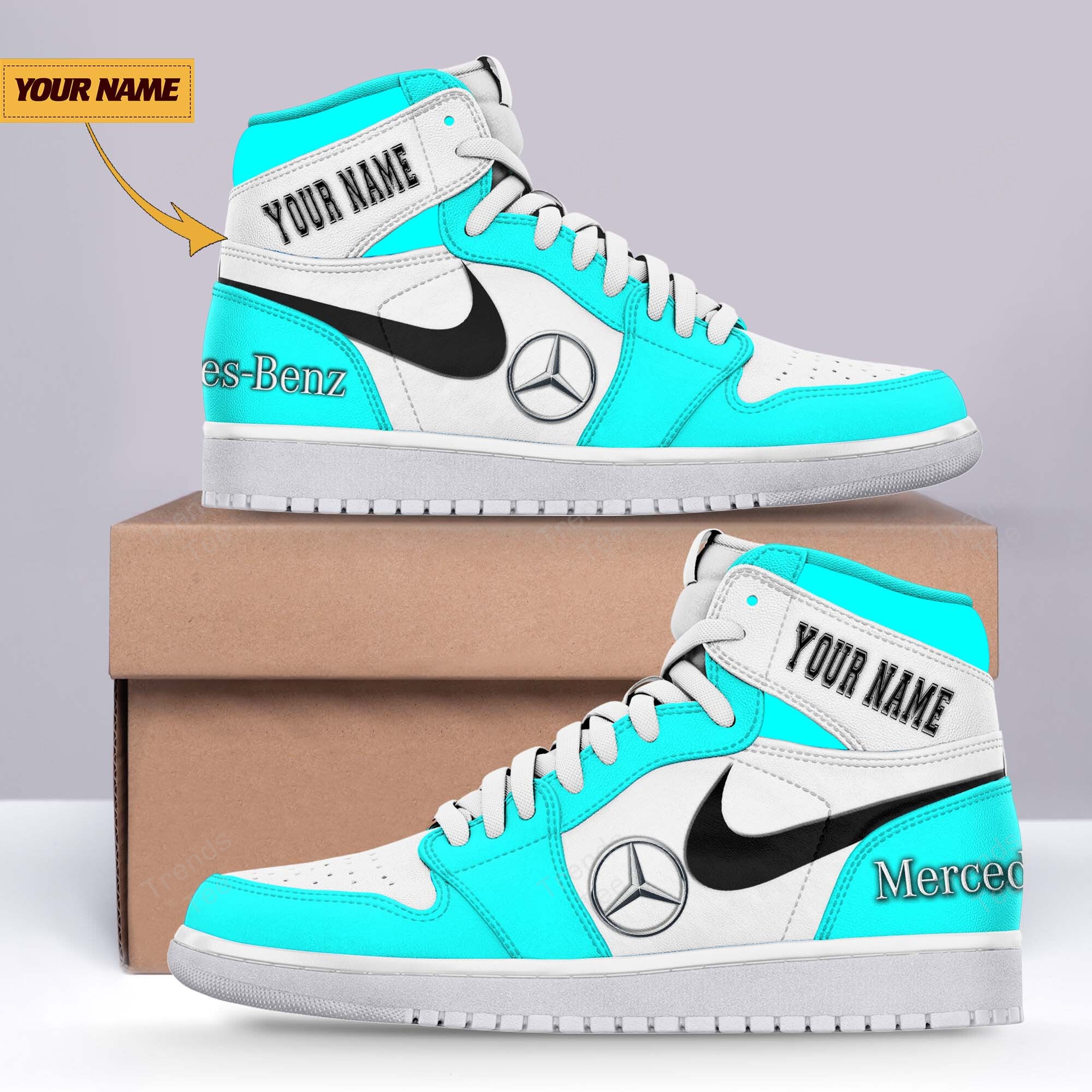 Ideafootwear Mercedes-Benz AJ1 High Sneakers Shoes For Men And Women