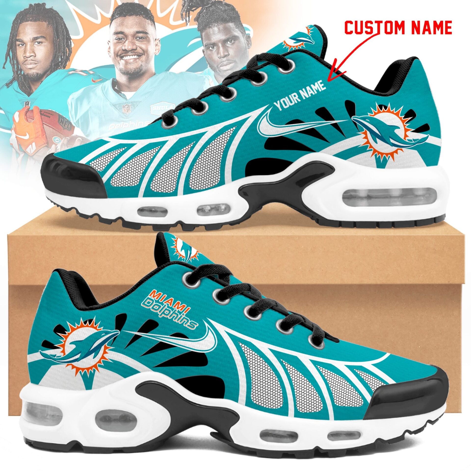 Ideafootwear Miami Dolphins TN Shoes Sneakers For Men And Women