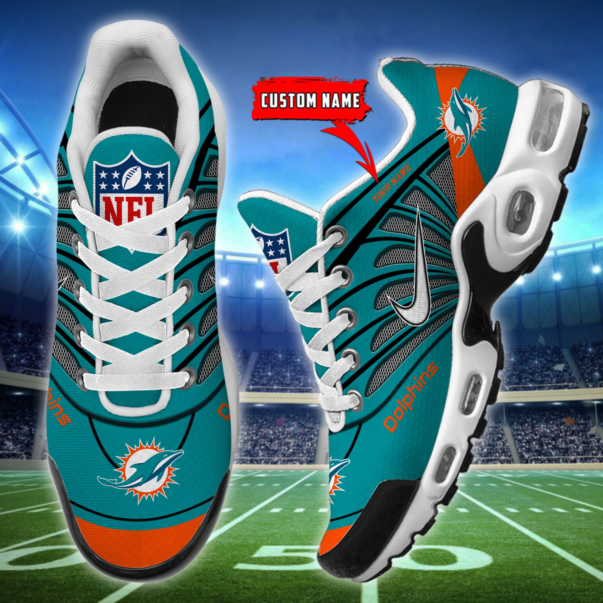 Ideafootwear Miami Dolphins TN Shoes Sneakers For Men And Women
