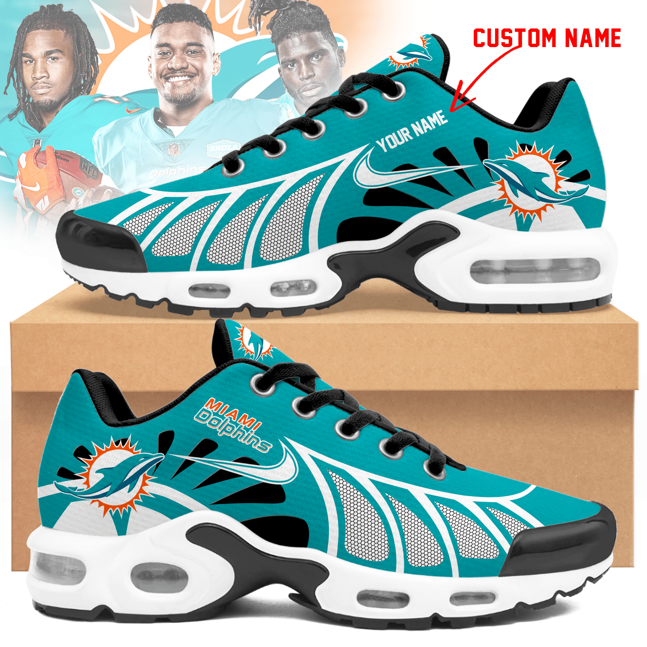 Ideafootwear Miami Dolphins TN Shoes Sneakers For Men And Women
