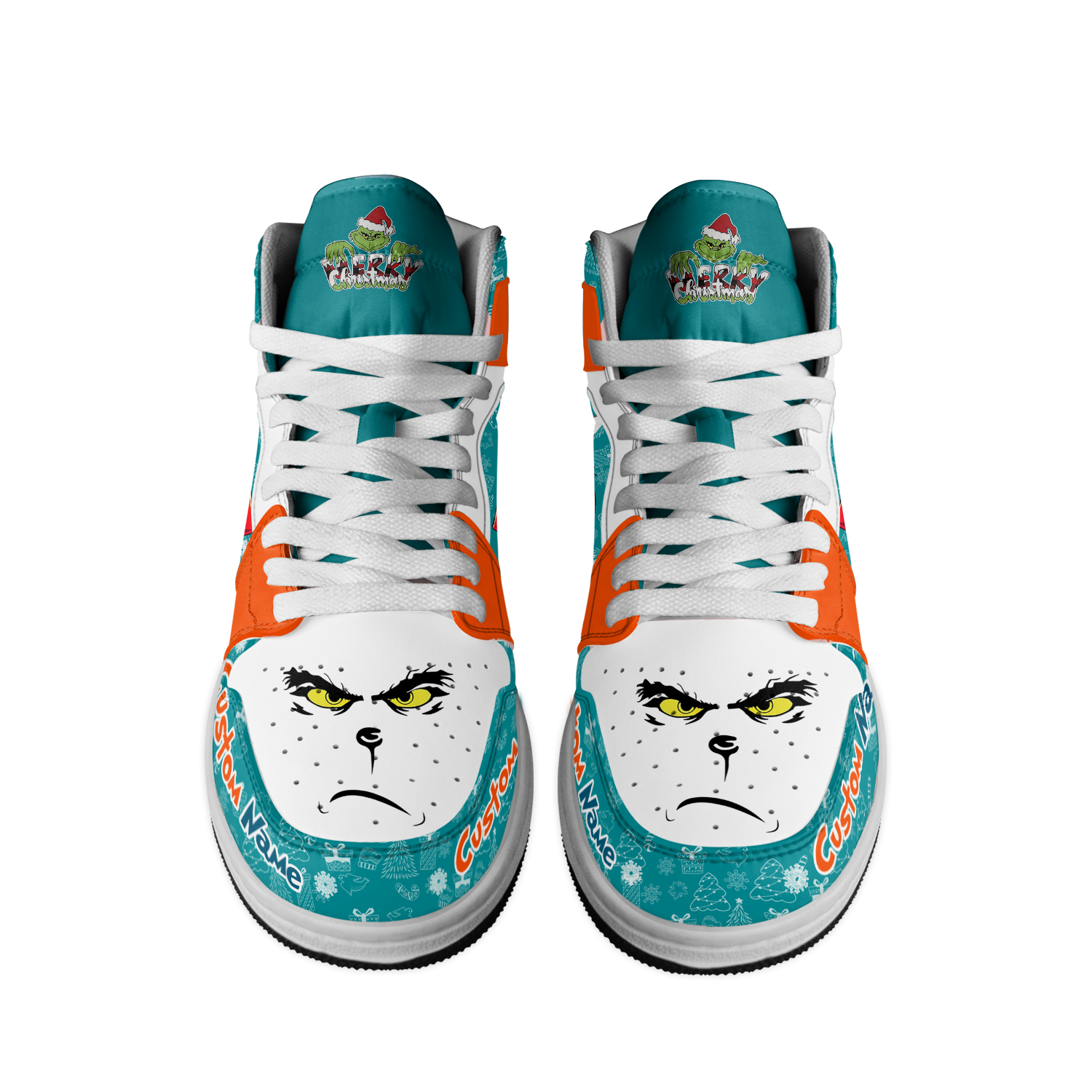 Ideafootwear Miami Dolphins x The Grinch x Christmas AJ1 High Sneakers Shoes For Men And Women