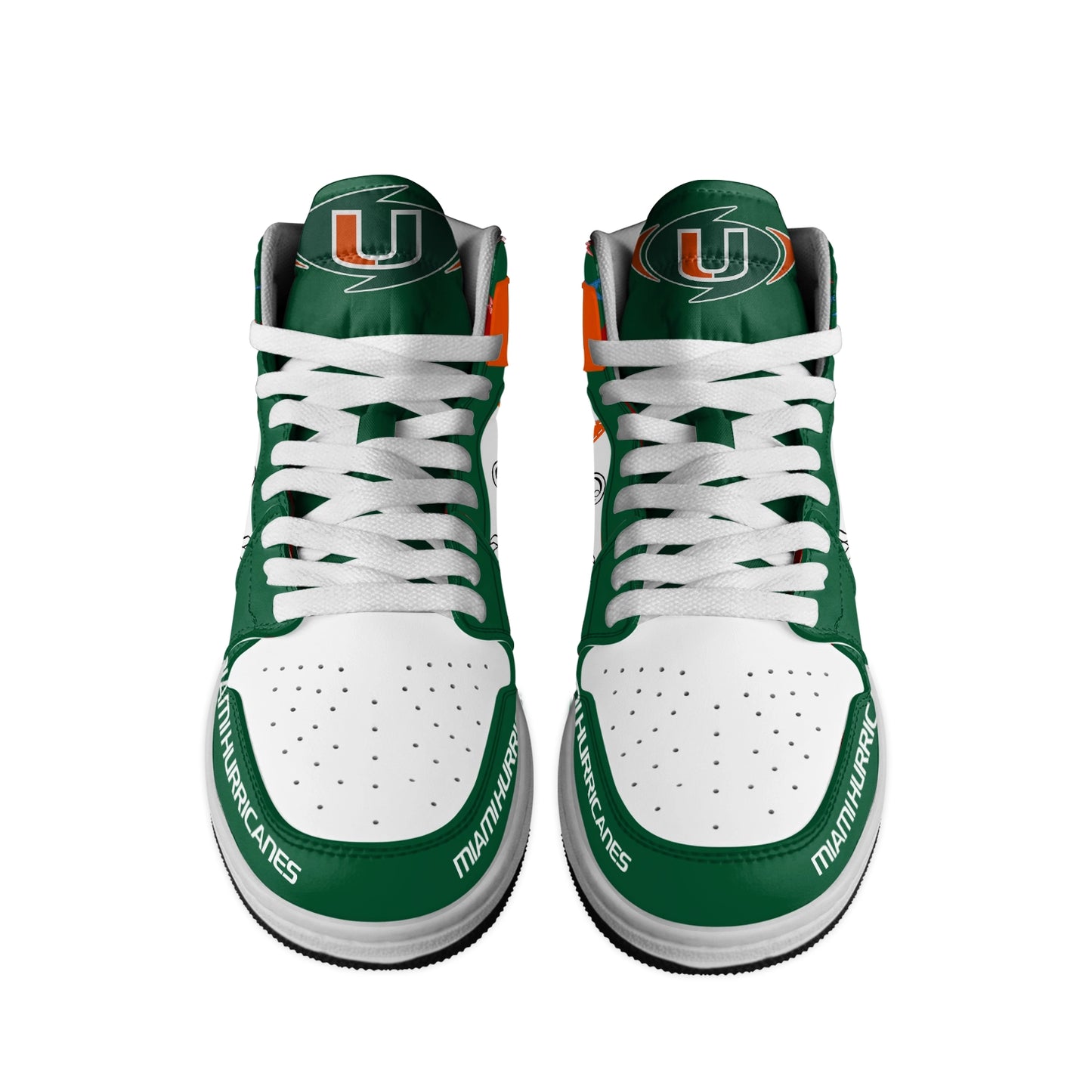 Ideafootwear  Miami Hurricanes AJ1 High Sneakers Shoes For Men And Women
