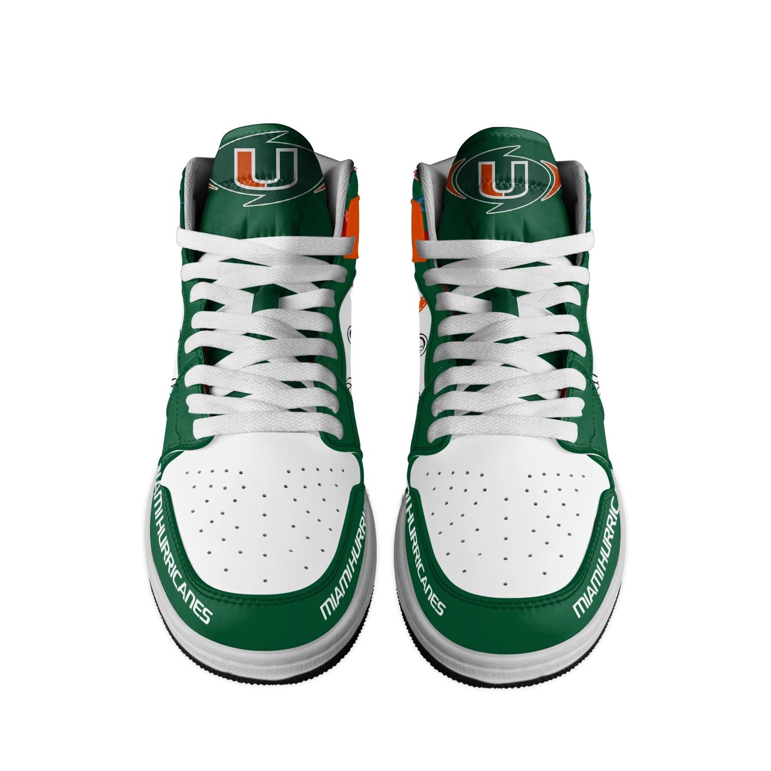 Ideafootwear Miami Hurricanes AJ1 High Sneakers Shoes For Men And Women