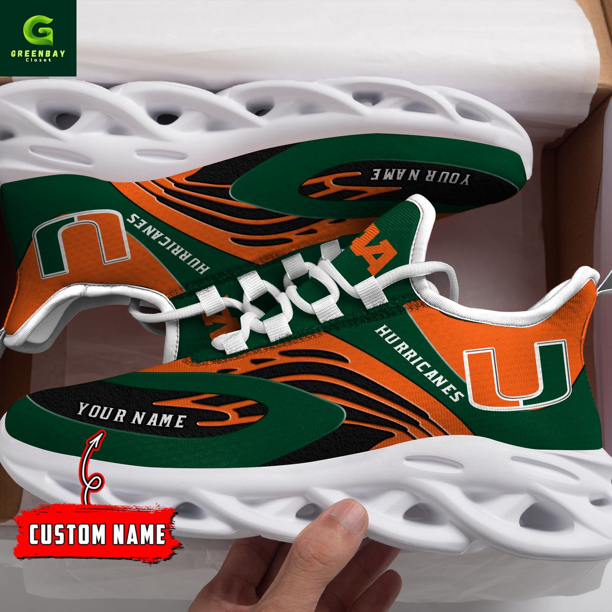Ideafootwear Miami Hurricanes Max Soul Shoes Sneakers For Men And Women