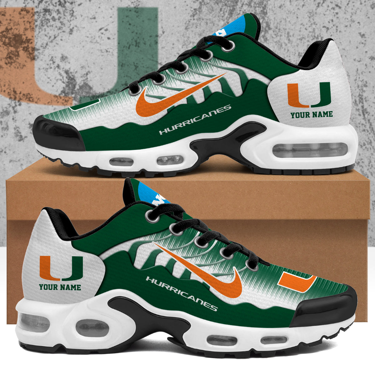 Ideafootwear Miami Hurricanes TN Shoes Sneakers For Men And Women