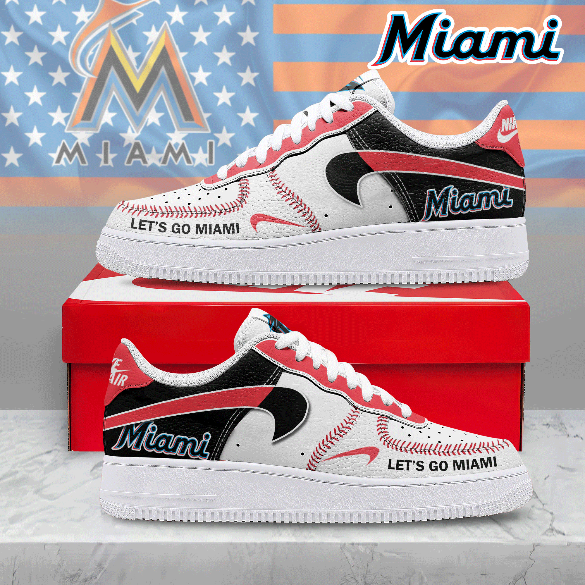 Ideafootwear Miami Marlins Air Low-Top Sneakers Shoes For Men And Women 1